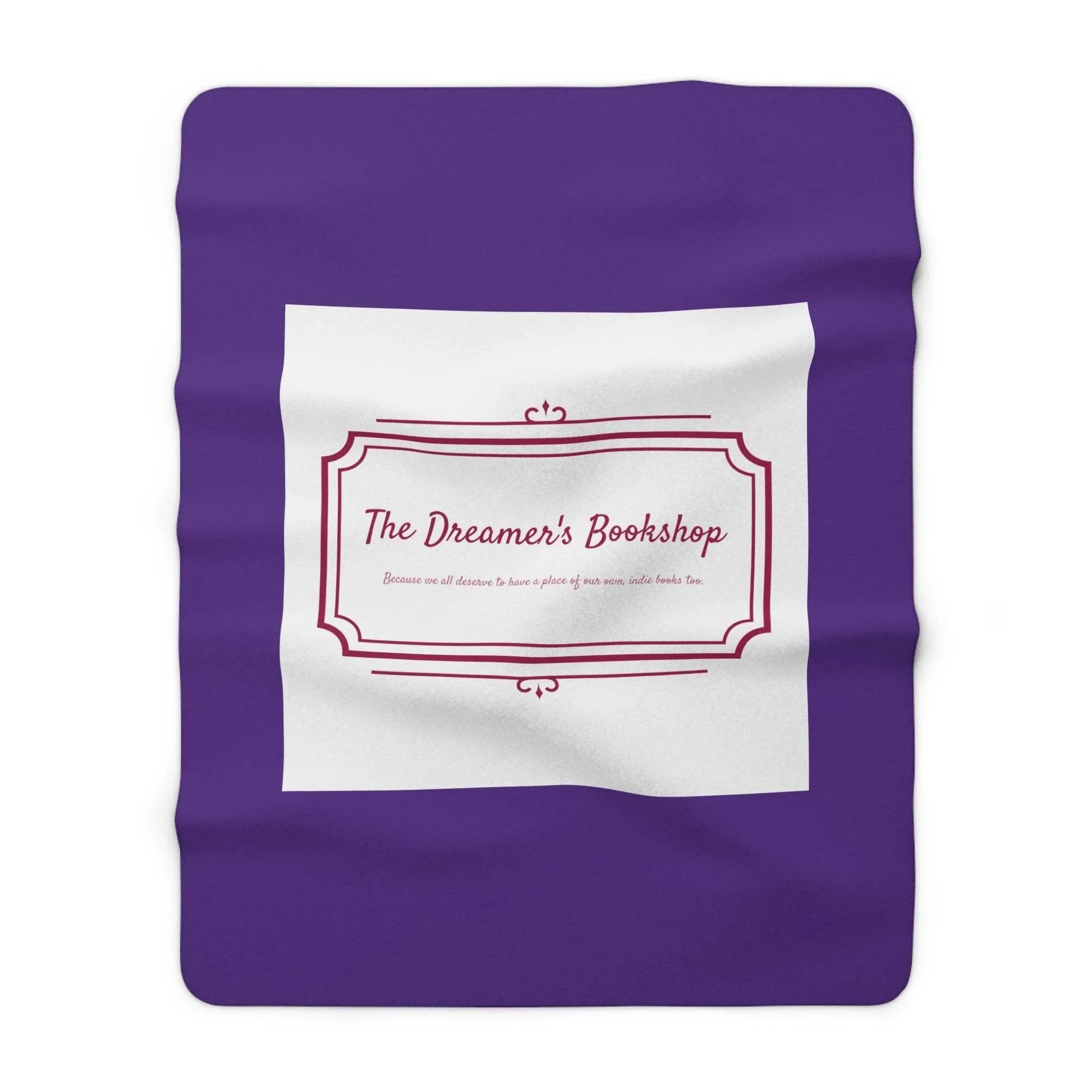 Purple Cozy Sherpa Fleece Blanket - 'The Dreamer's Bookshop' Design - The Dreamer's Bookshop.