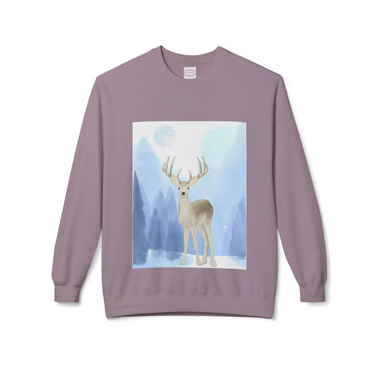 Winter Deer - Unisex Fleece Crewneck Sweatshirt - The Dreamer's Bookshop.