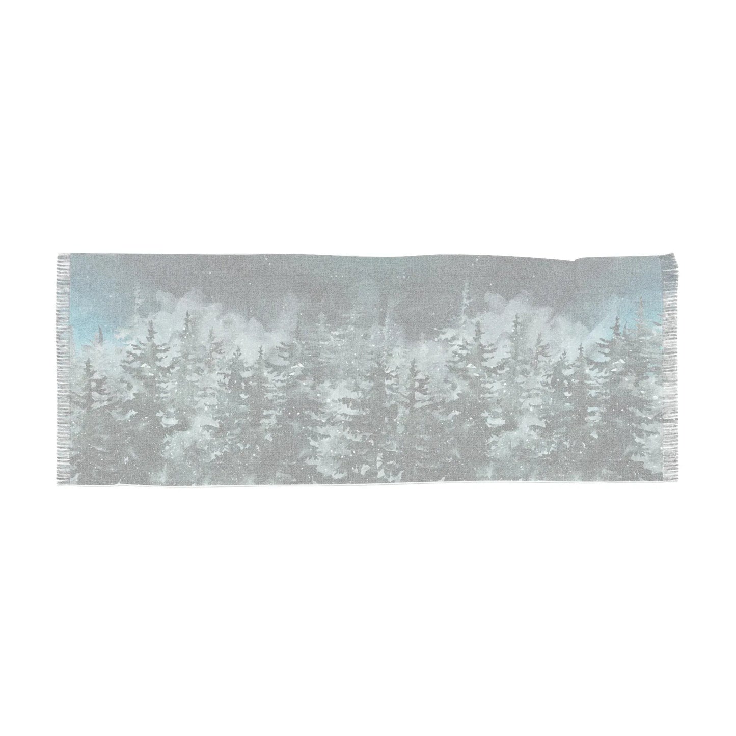 Winter Forest Light Scarf – Snowy Pine Tree Landscape Wrap - The Dreamer's Bookshop.