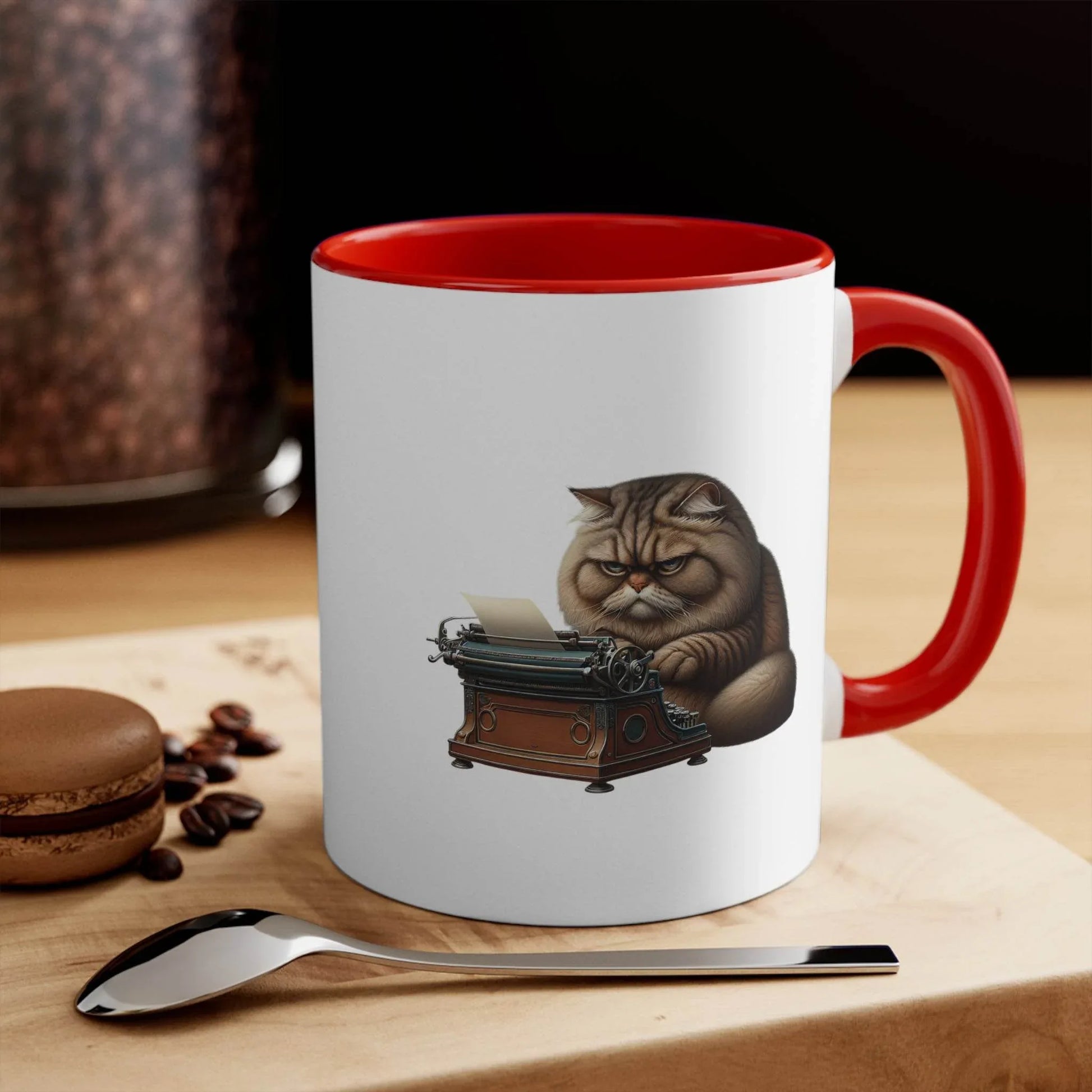 Funny Accent Mug - 11oz Grumpy Writer Cat - The Dreamer's Bookshop.