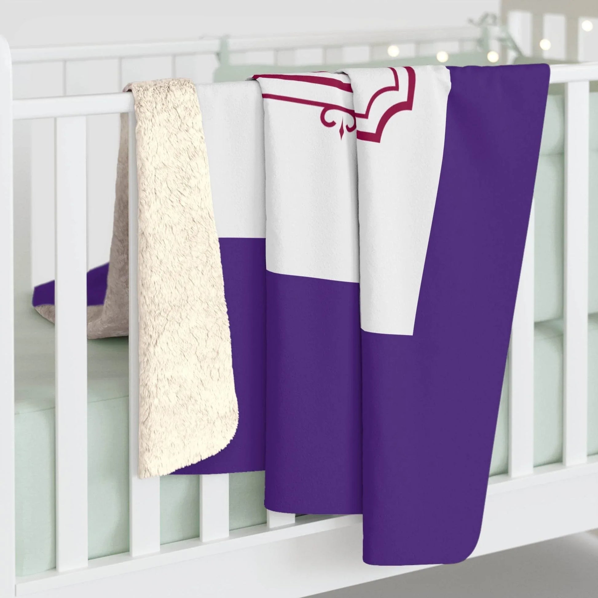 Purple Cozy Sherpa Fleece Blanket - 'The Dreamer's Bookshop' Design - The Dreamer's Bookshop.