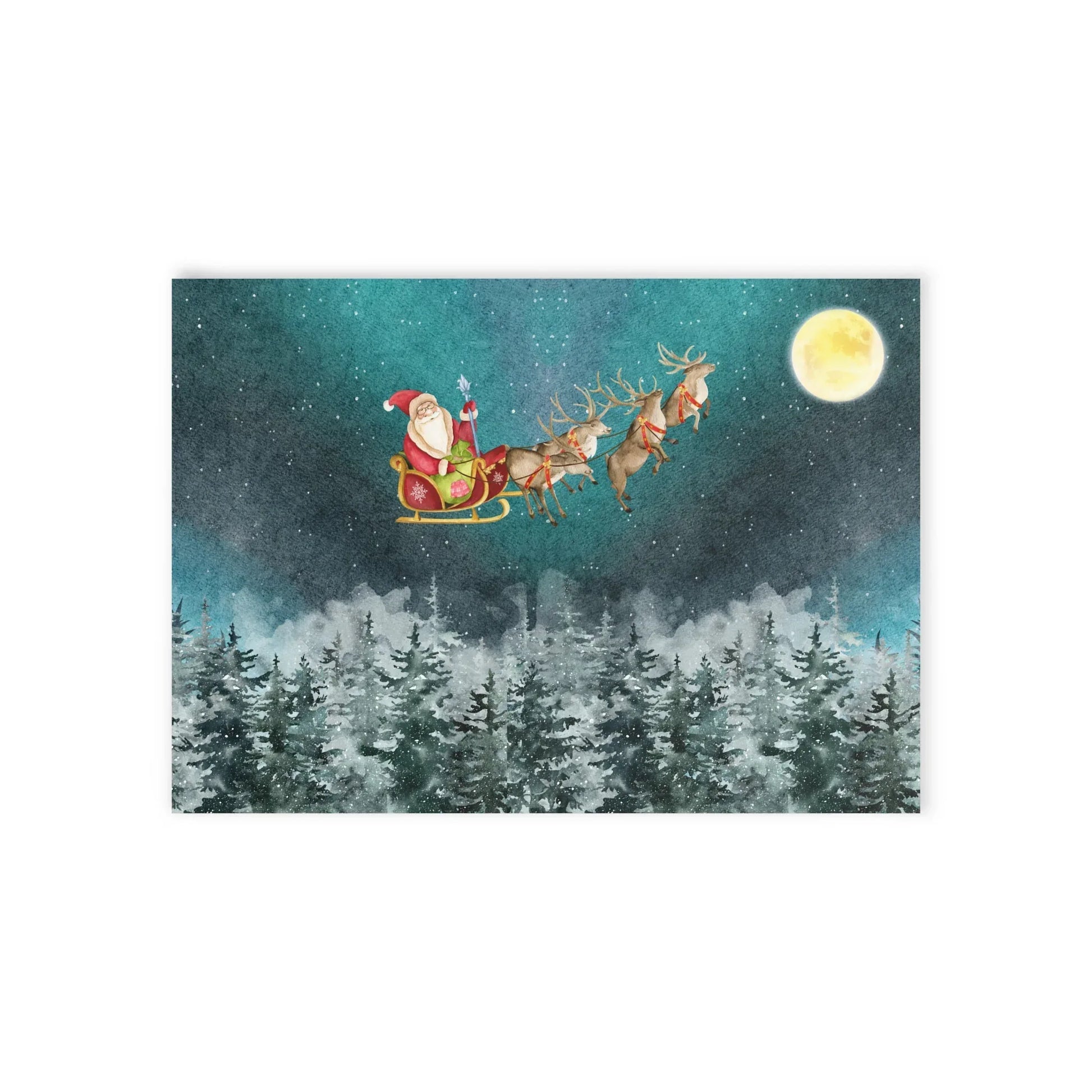 The Dreamer's Bookshop "Flying Santa Sleigh" Christmas Card - The Dreamer's Bookshop.