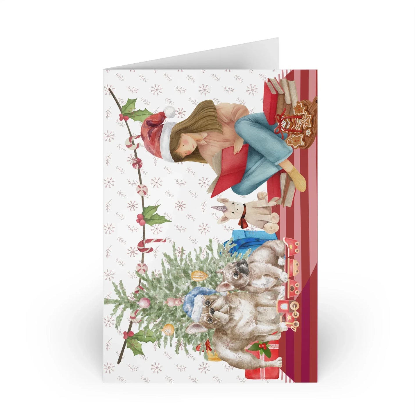The Dreamer's Bookshop "Festive Pugs" Christmas Card - The Dreamer's Bookshop.