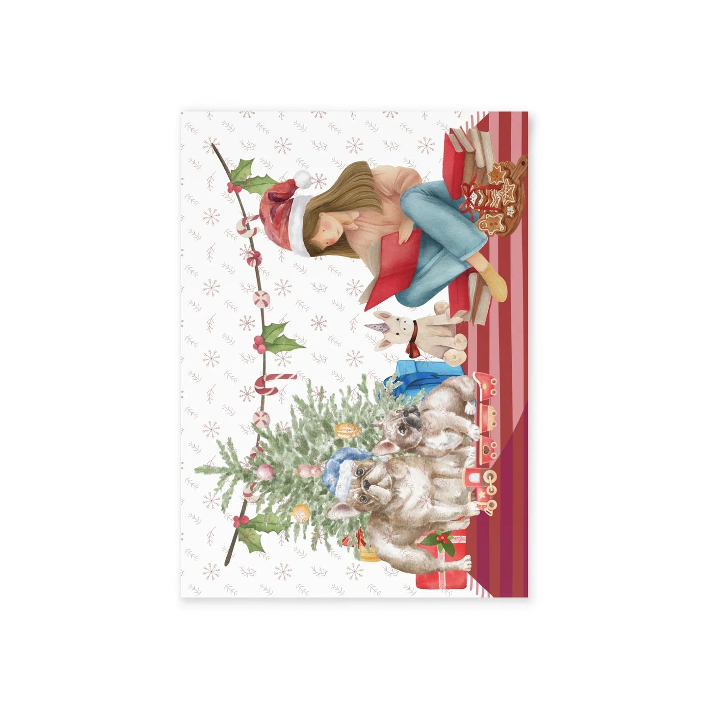 The Dreamer's Bookshop "Festive Pugs" Christmas Card - The Dreamer's Bookshop.