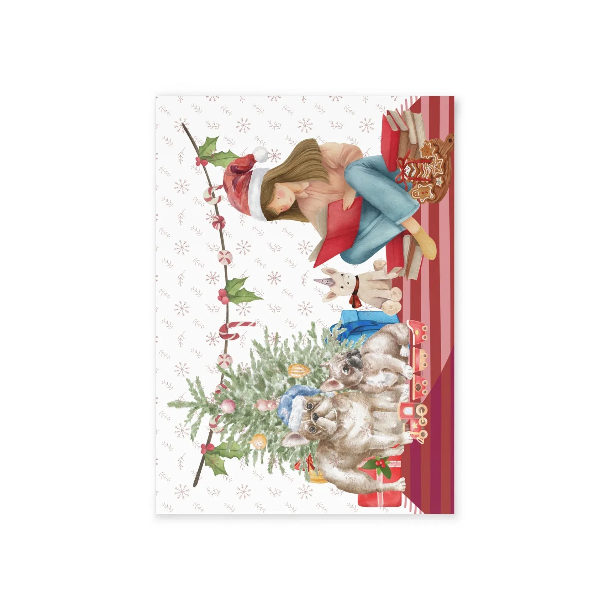 The Dreamer's Bookshop "Festive Pugs" Christmas Card - The Dreamer's Bookshop.