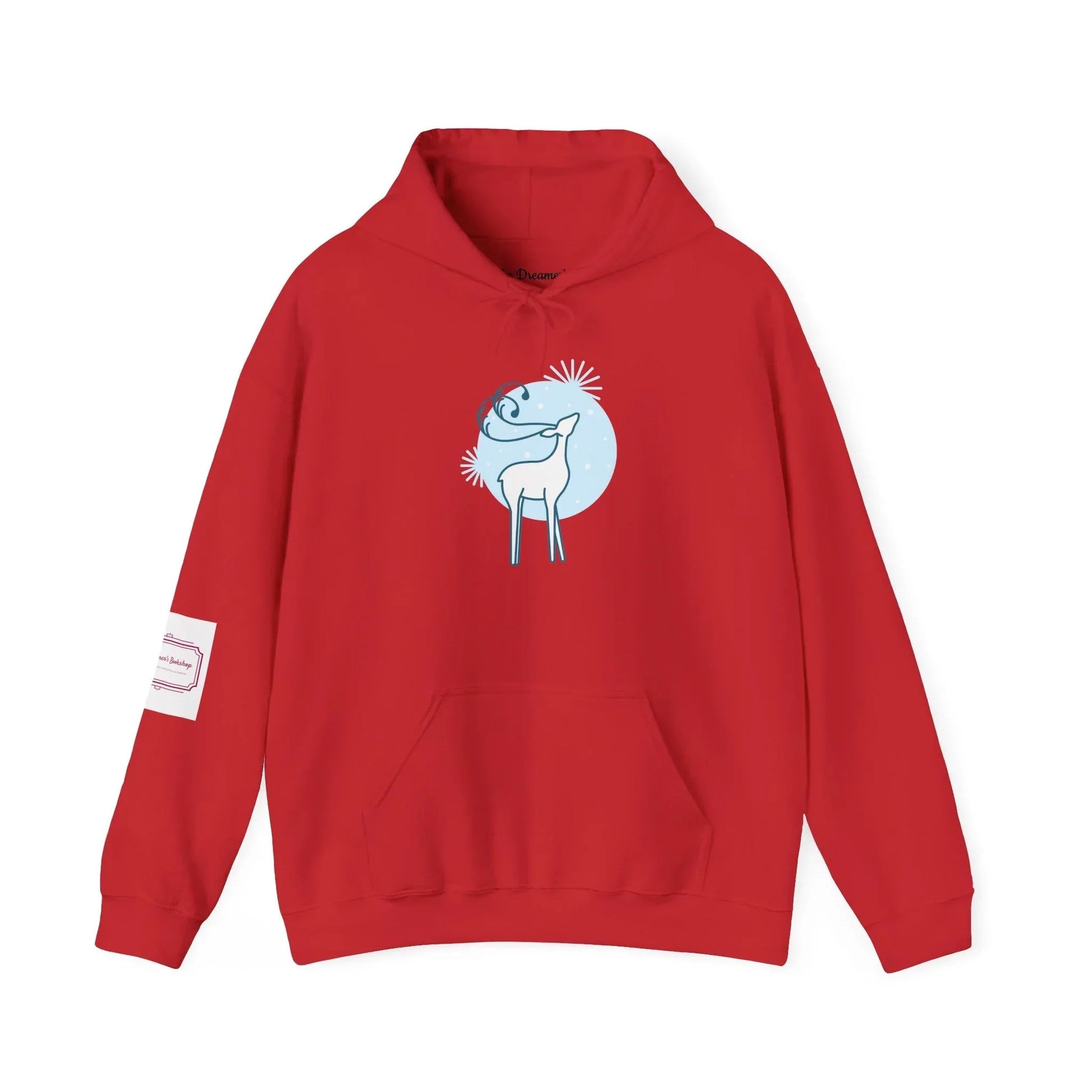 Christmas Deer Unisex Hooded Sweatshirt - Cozy Literary Apparel - The Dreamer's Bookshop.