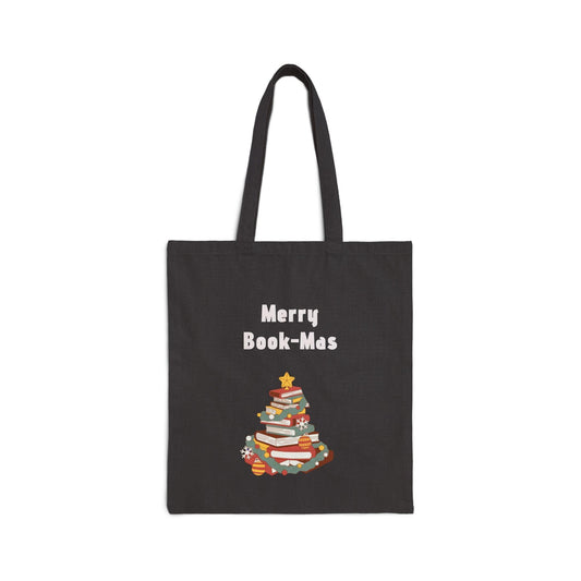 Merry Book-Mas Cotton Canvas Tote Bag - Perfect for Writers & Dreamers - The Dreamer's Bookshop.
