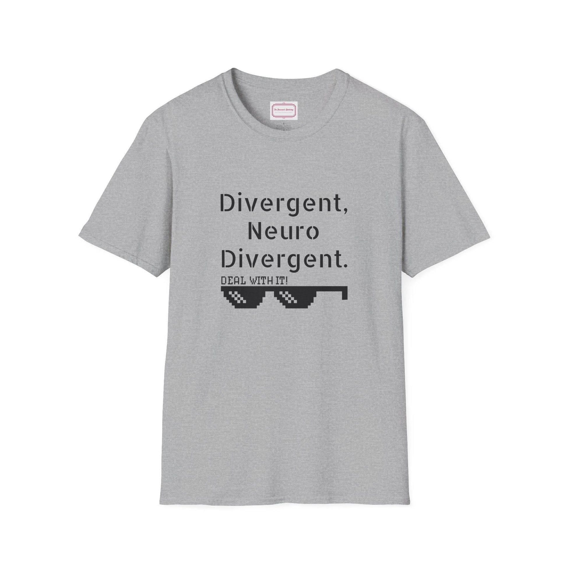 Divergent Neurodivergent T-Shirt - Unisex Softstyle Tee for Acceptance and Awareness - The Dreamer's Bookshop.