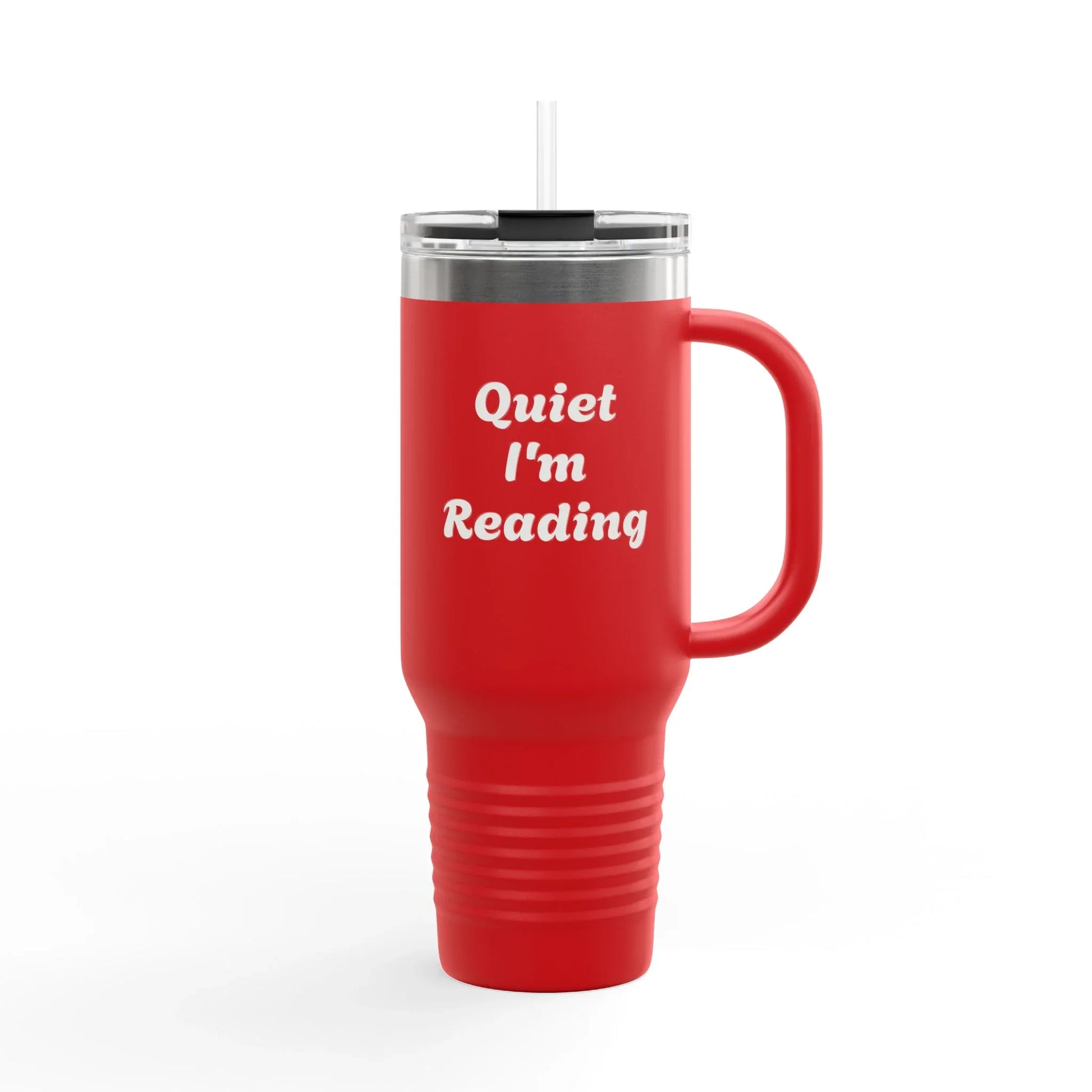 Insulated Travel Mug - "Quiet I'm Reading" - 40oz Coffee Cup for Book Lovers - The Dreamer's Bookshop.