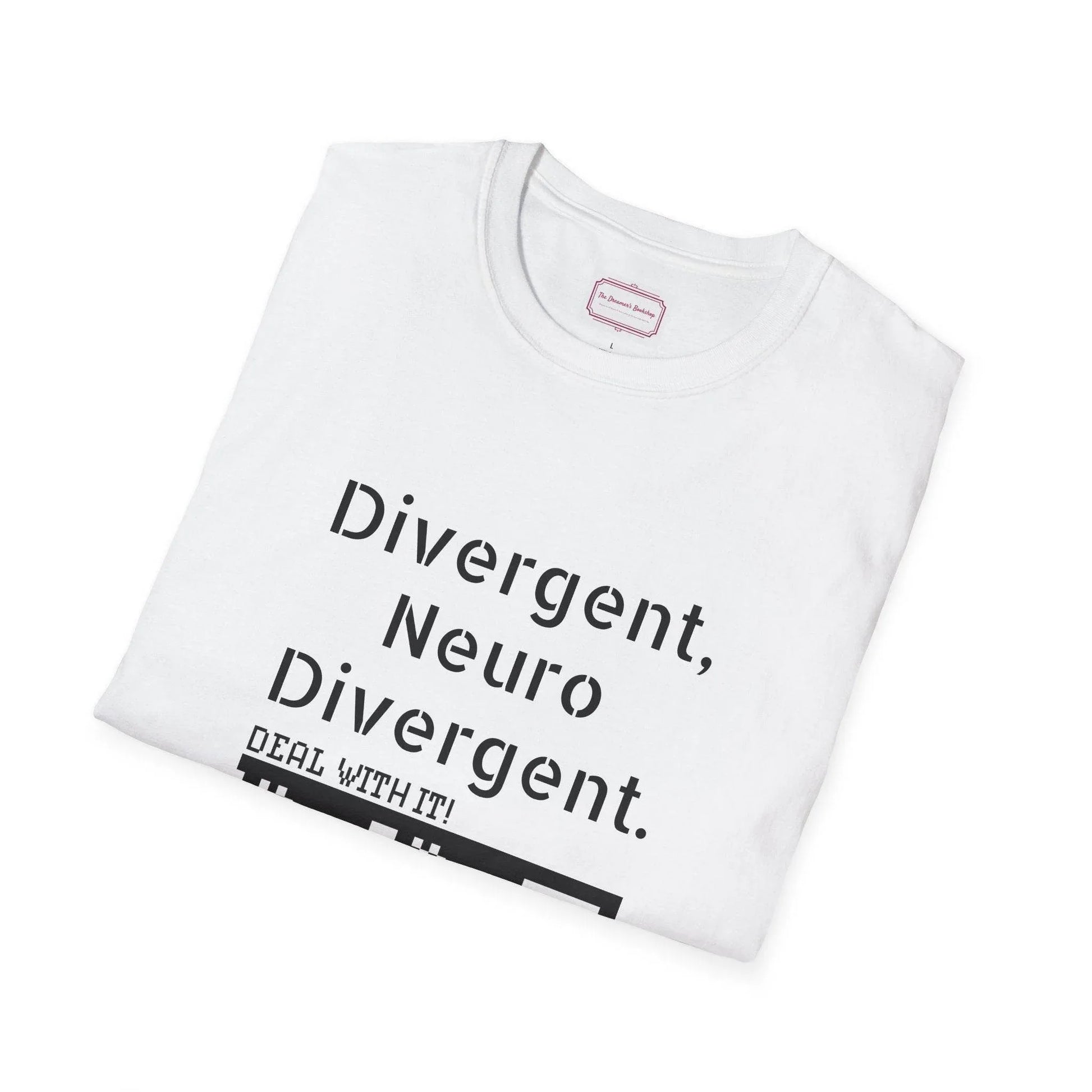 Divergent Neurodivergent T-Shirt - Unisex Softstyle Tee for Acceptance and Awareness - The Dreamer's Bookshop.