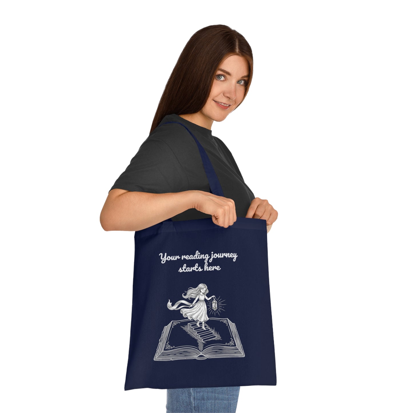 Whimsical Cotton Tote Bag - "Reading Journey" by The Dreamer's Bookshop