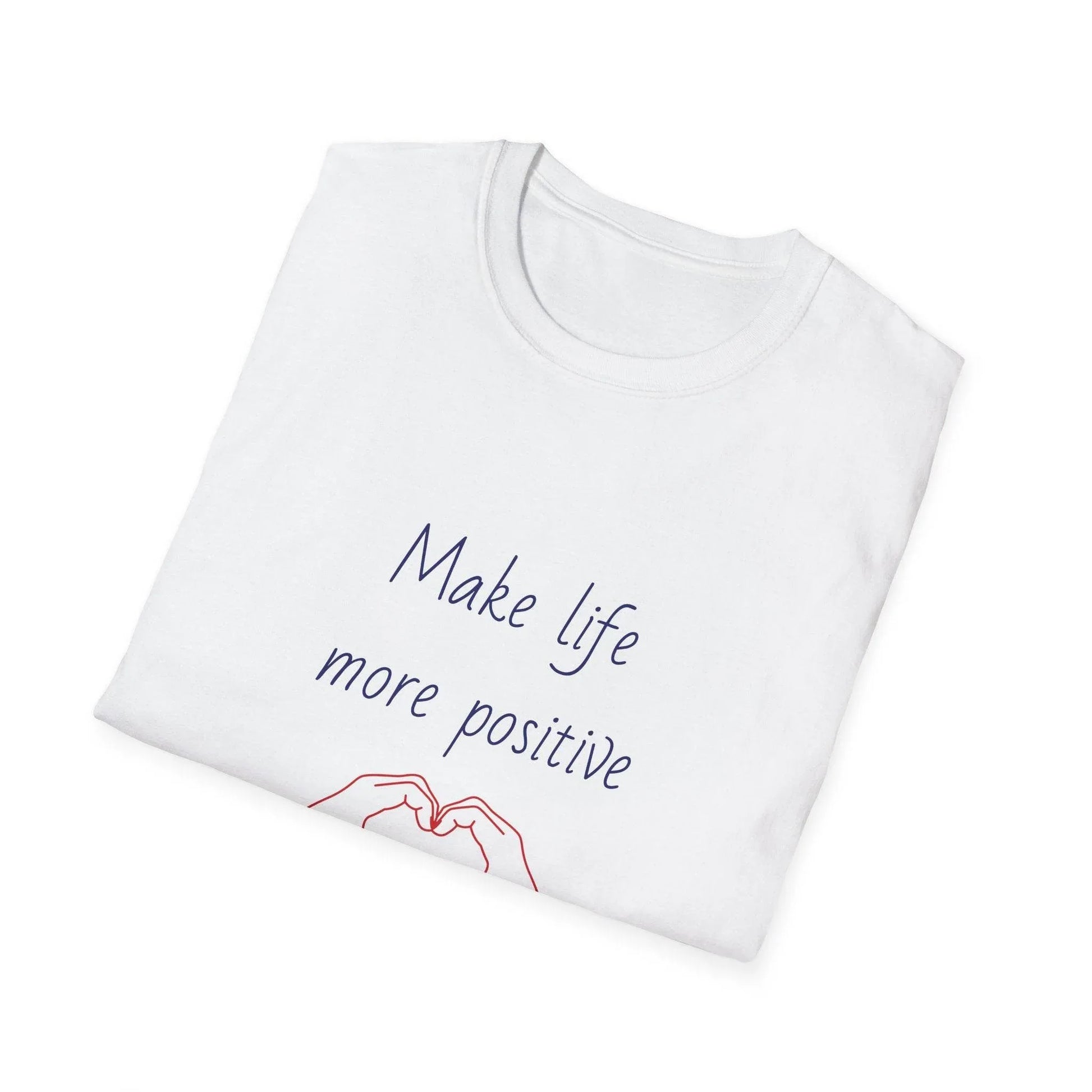 Positive Vibe Unisex Softstyle T-Shirt - 'Make Life More Positive' - The Dreamer's Bookshop.