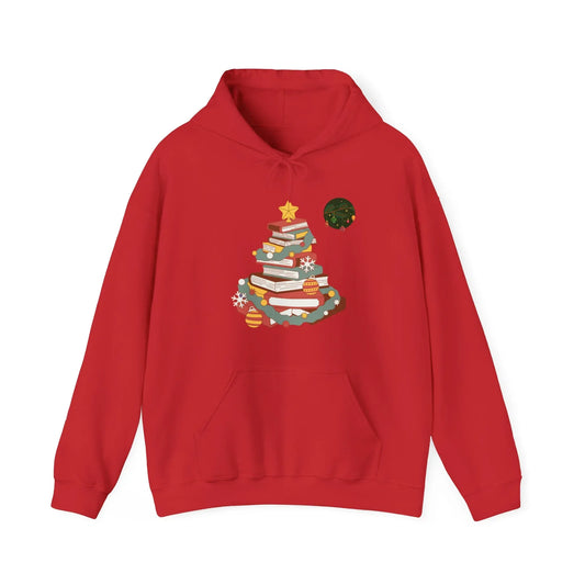 Christmas Book Tree Hoodie - Cozy Unisex Sweatshirt for Book Lovers - The Dreamer's Bookshop.
