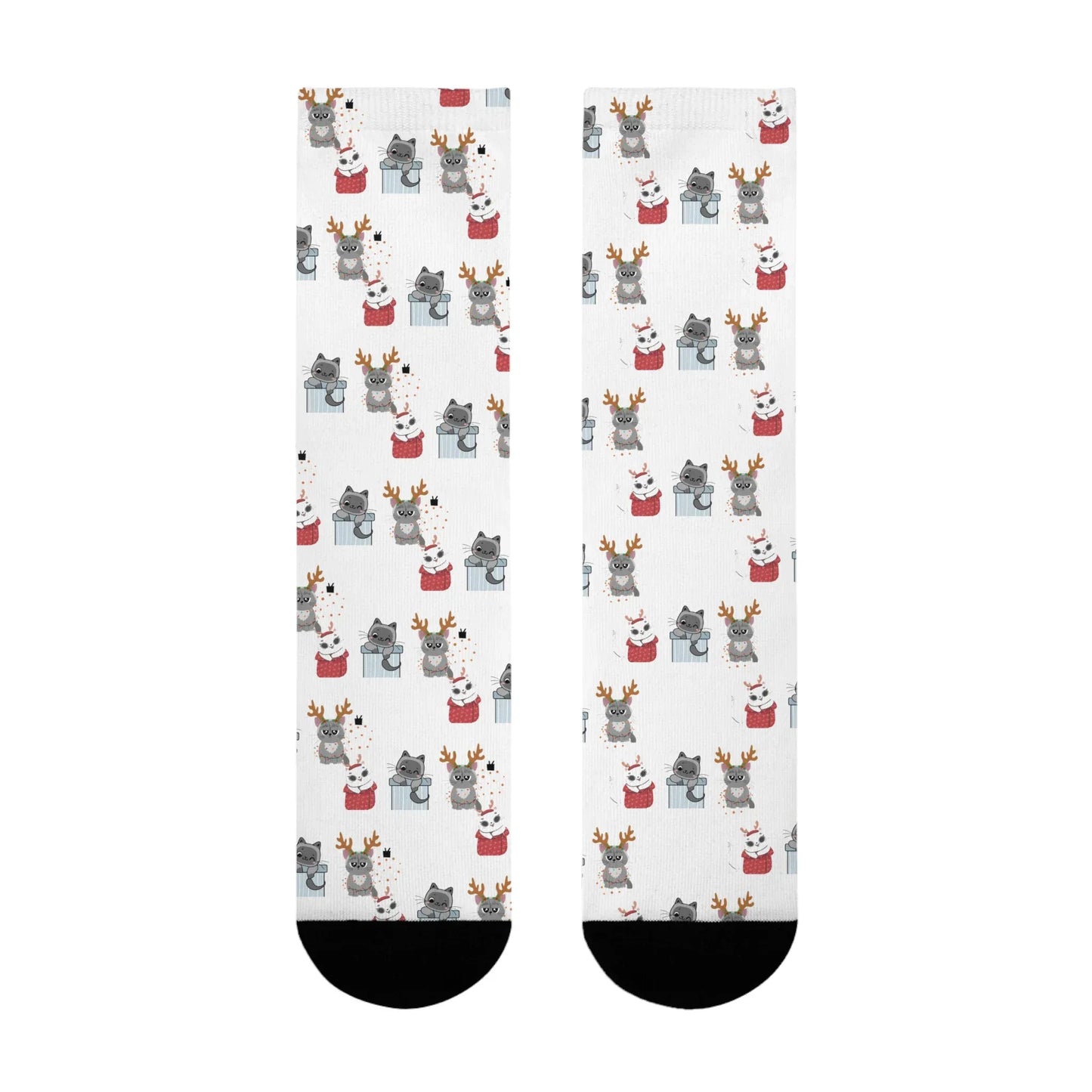 Christmas Cats Crew Socks — Cute Holiday Sublimation Socks - The Dreamer's Bookshop.