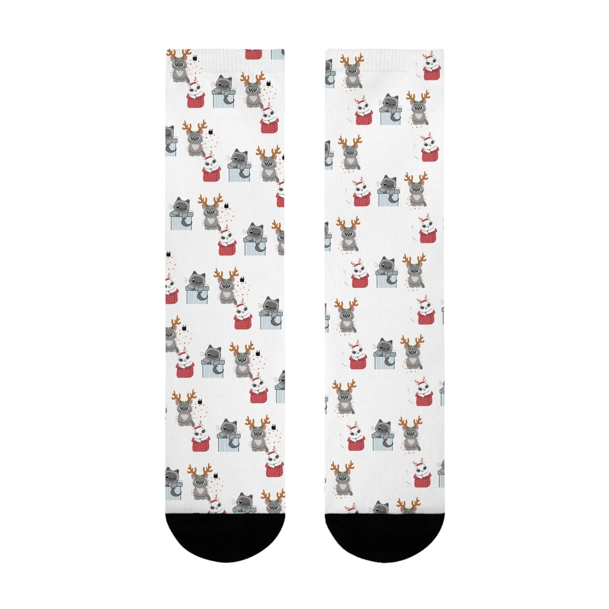 Christmas Cats Crew Socks — Cute Holiday Sublimation Socks - The Dreamer's Bookshop.