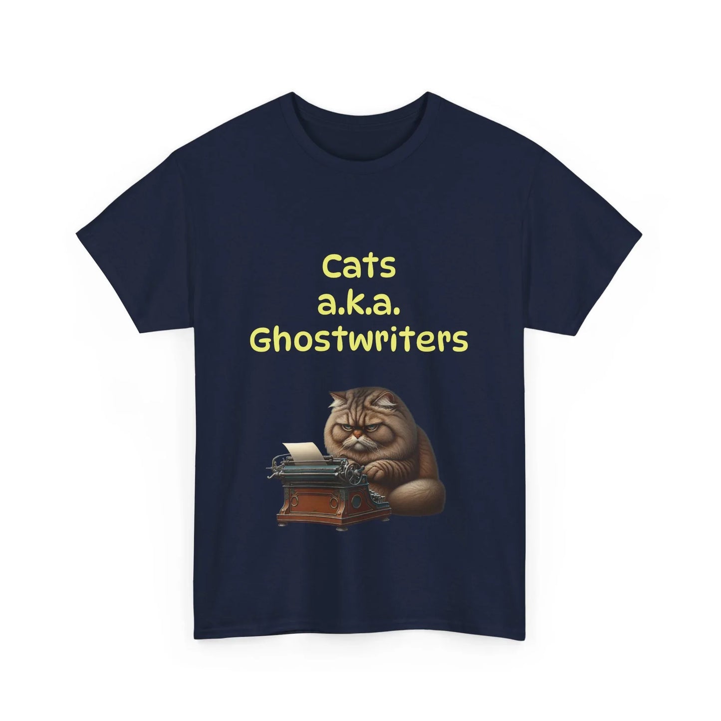 Book Lover's Unisex Heavy Cotton Tee - "Cats Ghostwriters" - The Dreamer's Bookshop.