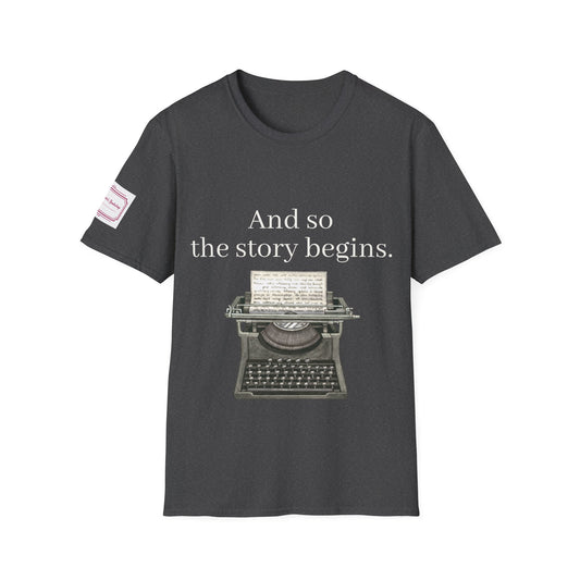Unisex Softstyle T-Shirt - Vintage Typewriter "Story Begins" Bookaddict