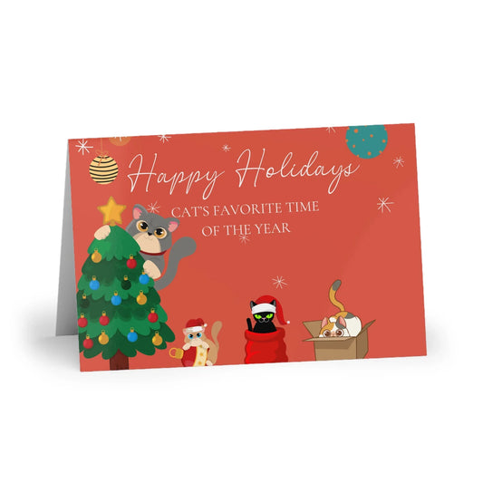 The Dreamer's Bookshop "Cat's Red XMas" Cute Christmas Cards - The Dreamer's Bookshop.