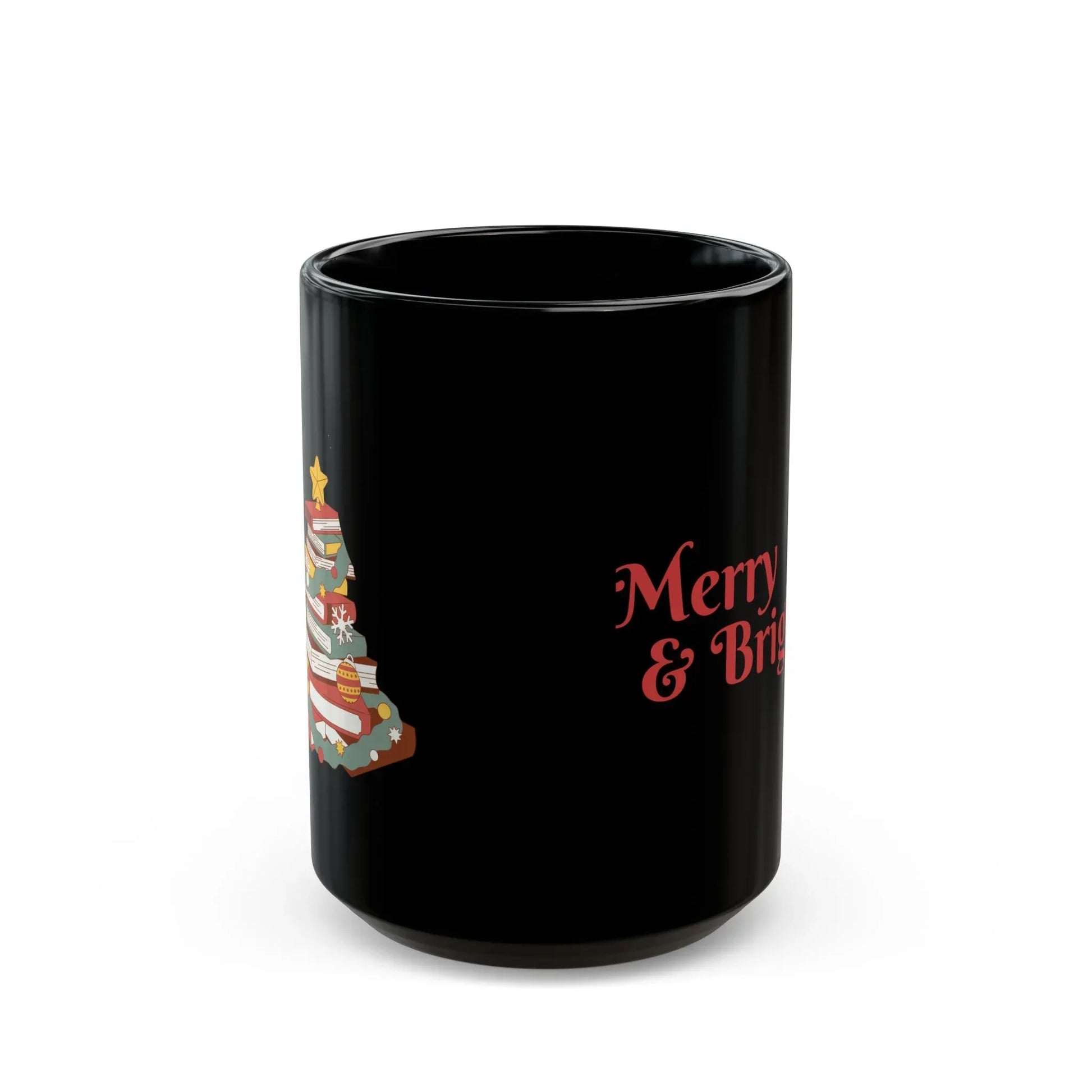 Merry & Bright Black Mug - Book lover's Christmas - 11oz & 15oz Options - The Dreamer's Bookshop.