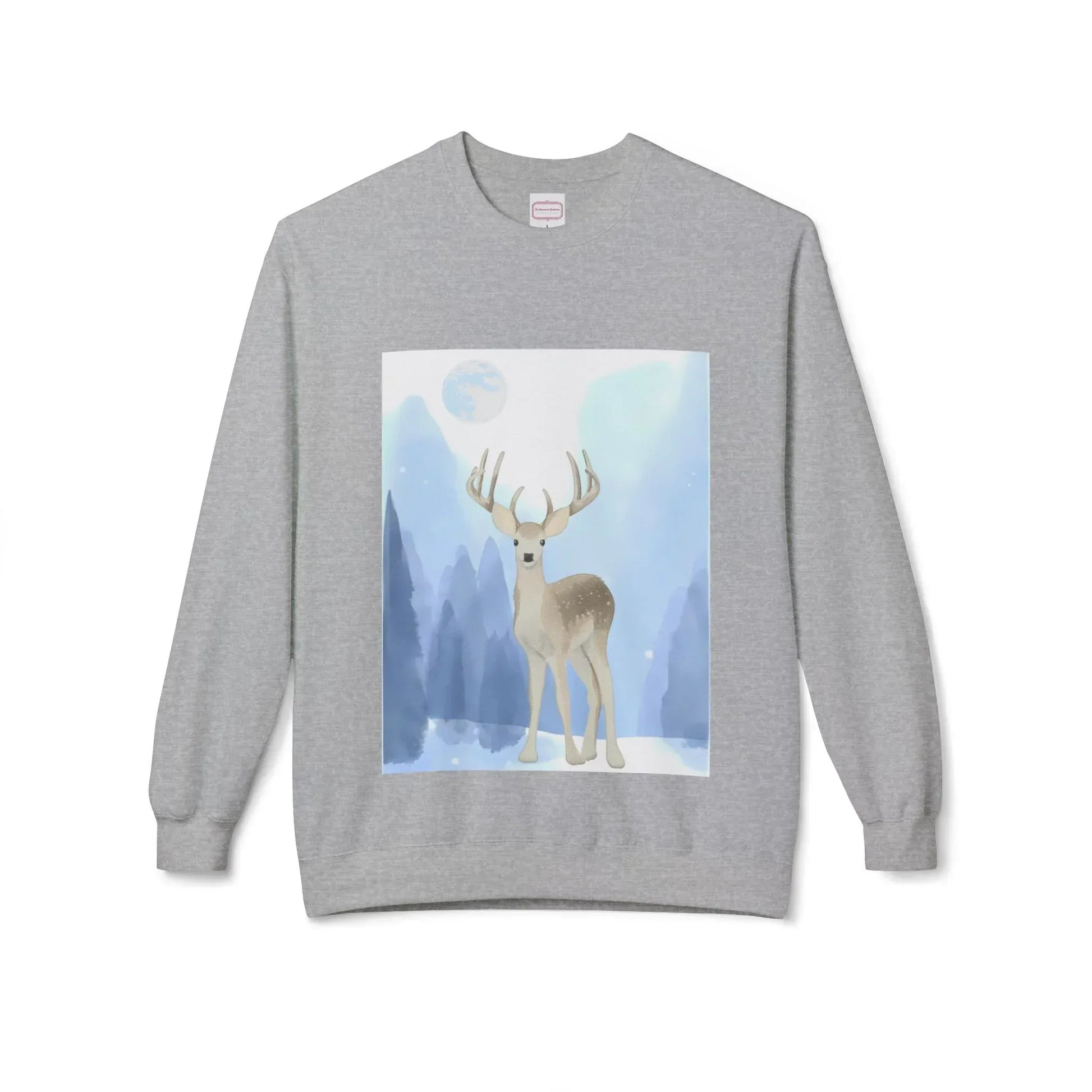 Winter Deer - Unisex Fleece Crewneck Sweatshirt - The Dreamer's Bookshop.