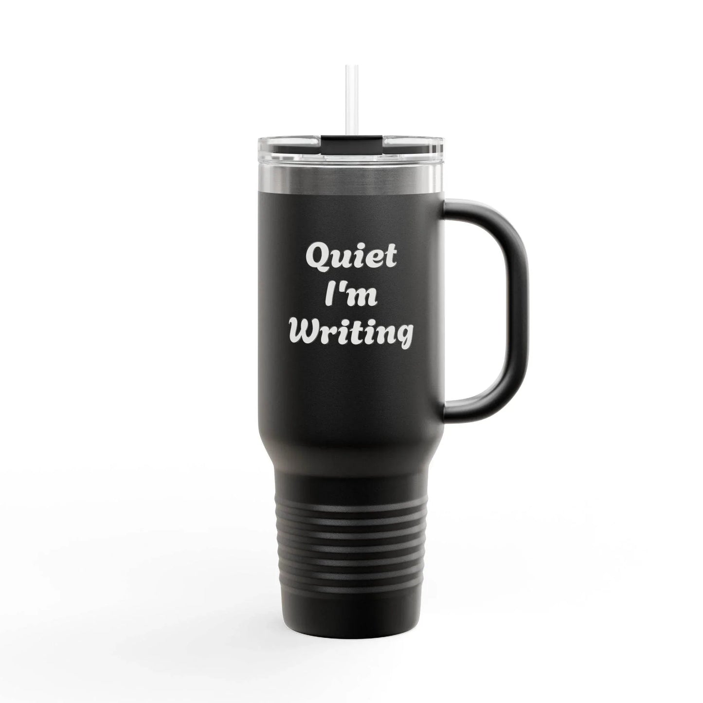 Quiet I'm Writing Insulated Travel Mug - 40oz Red Coffee Cup - The Dreamer's Bookshop.
