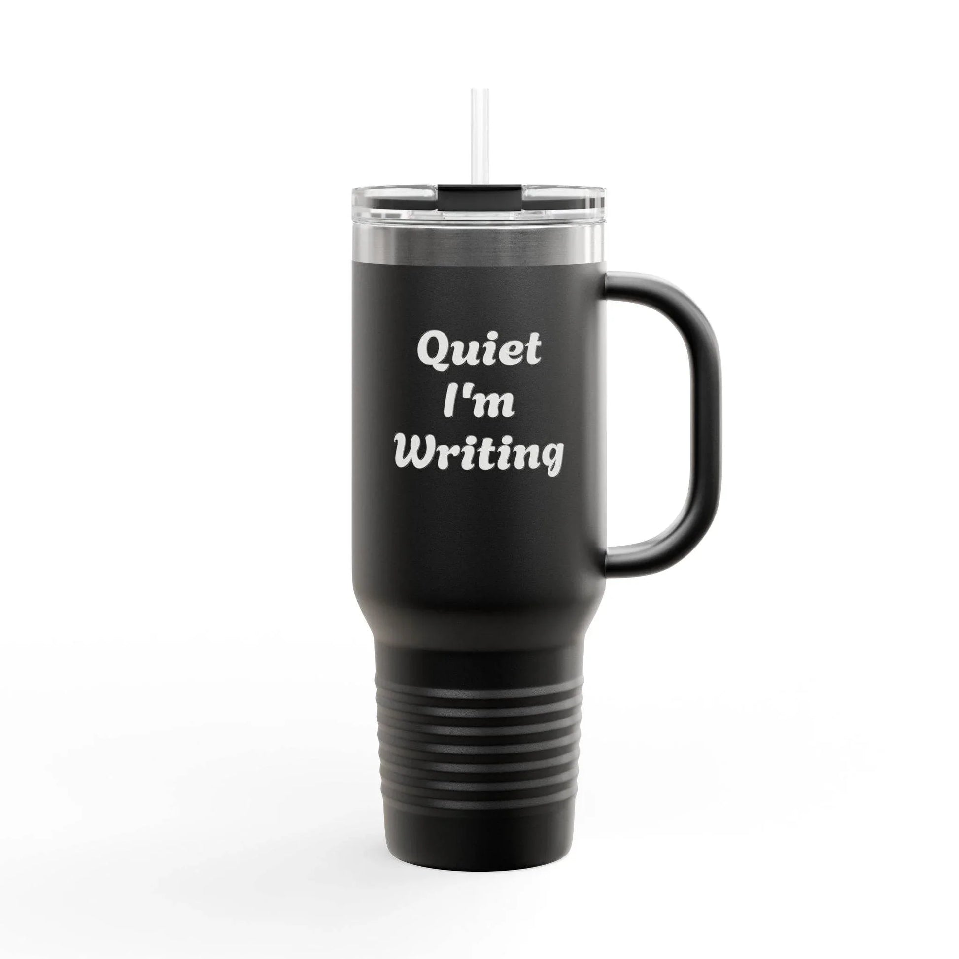 Quiet I'm Writing Insulated Travel Mug - 40oz Red Coffee Cup - The Dreamer's Bookshop.