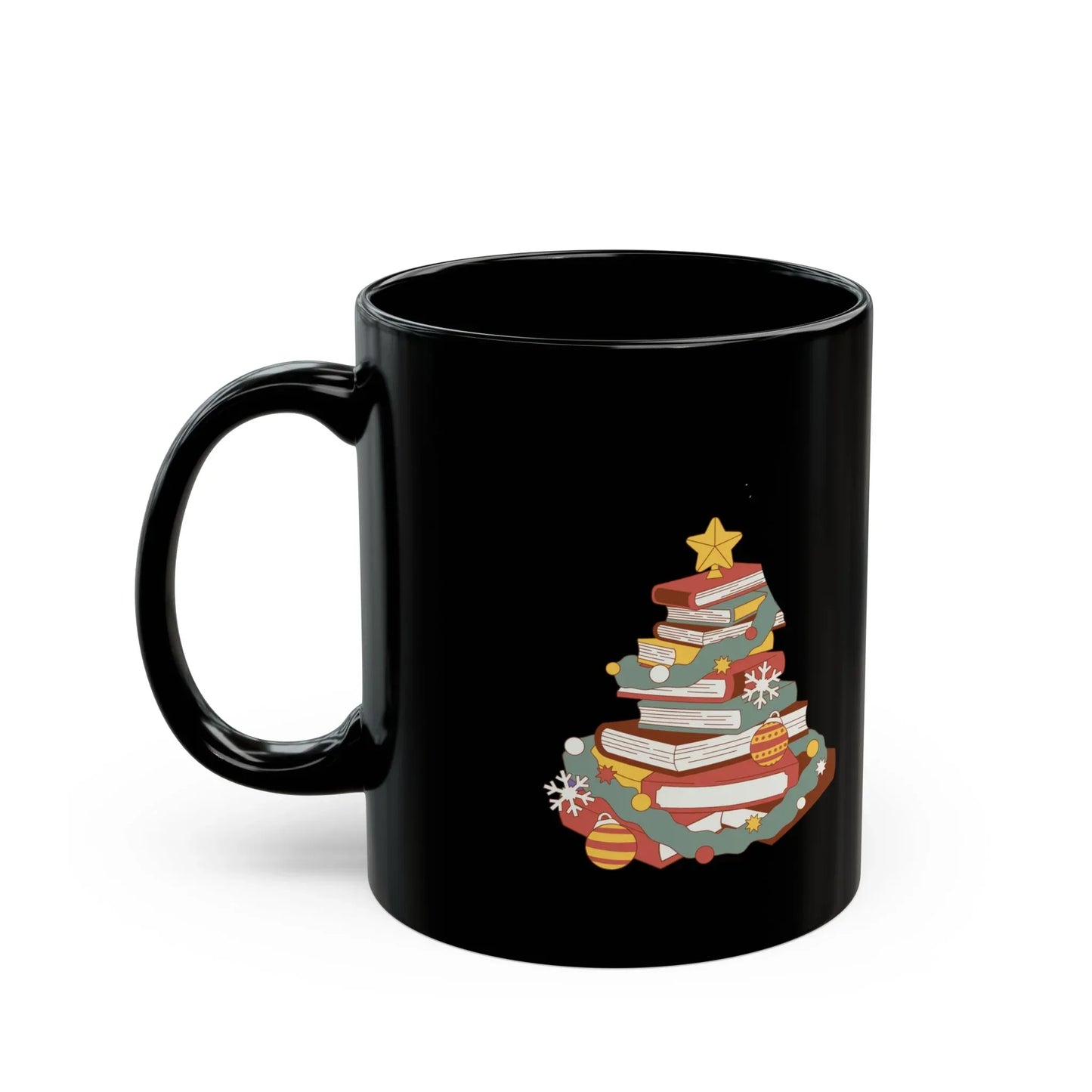 Merry & Bright Black Mug - Book lover's Christmas - 11oz & 15oz Options - The Dreamer's Bookshop.