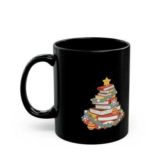 Merry & Bright Black Mug - Book lover's Christmas - 11oz & 15oz Options - The Dreamer's Bookshop.