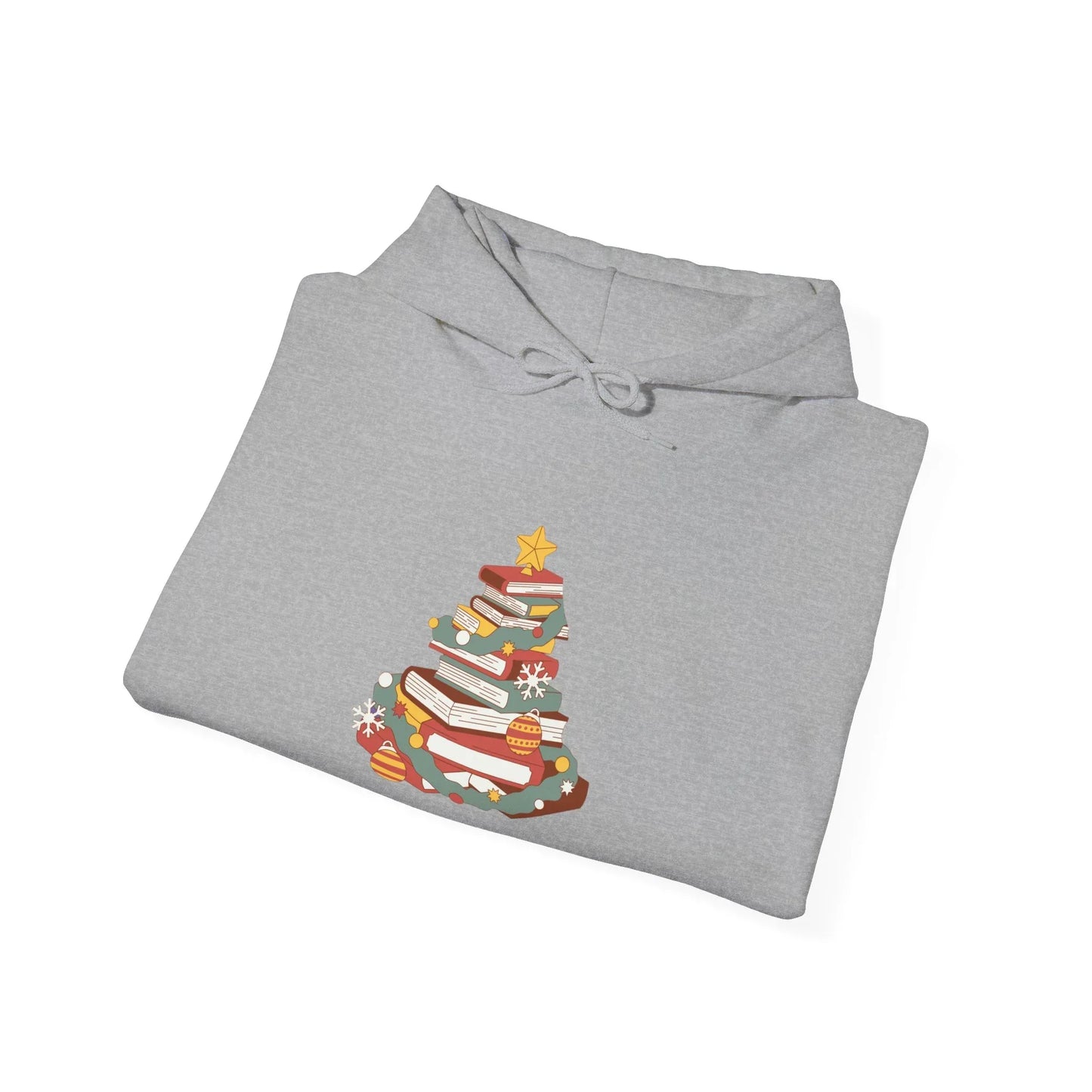 Christmas Book Tree Unisex Hooded Sweatshirt - Cozy Literary Apparel - The Dreamer's Bookshop.