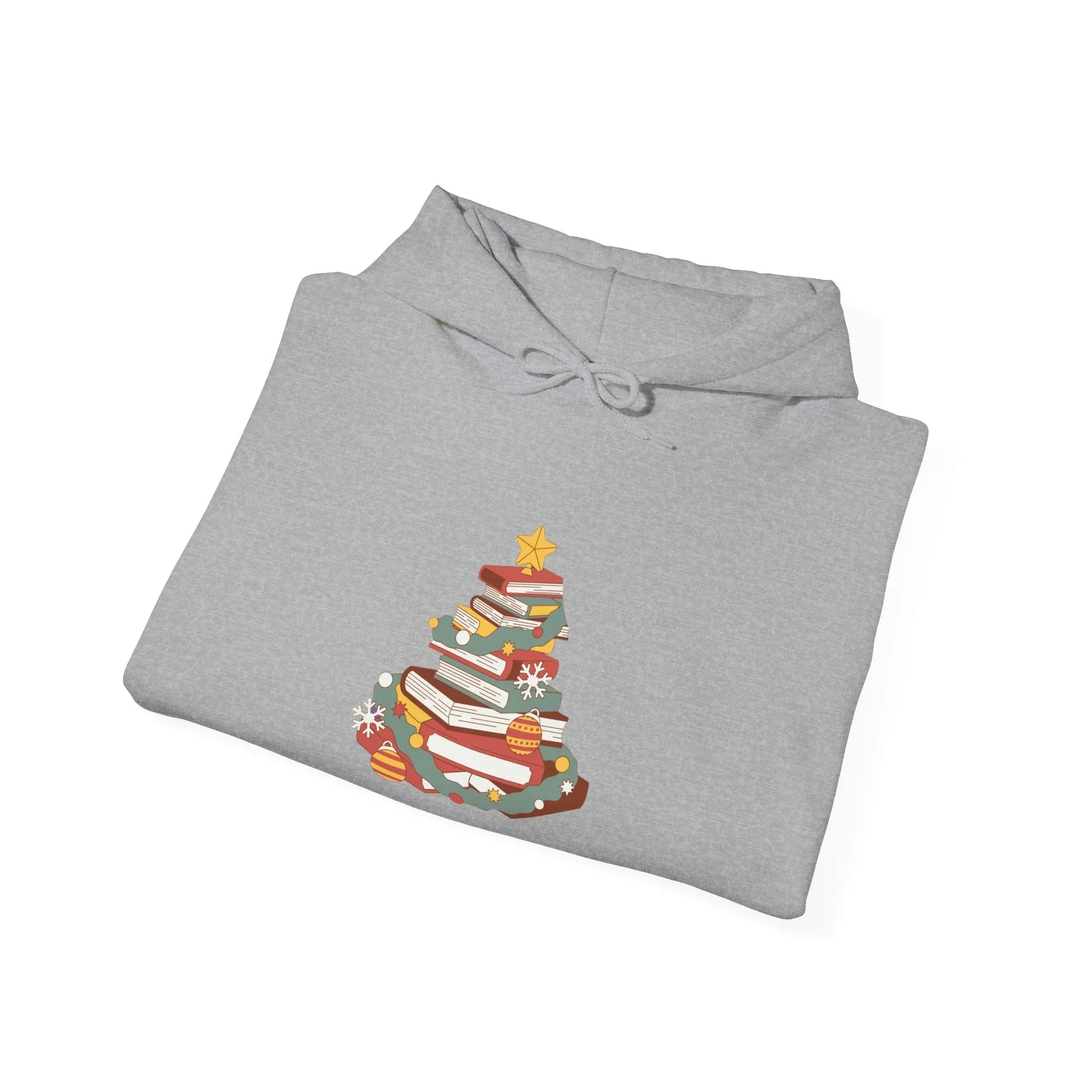 Christmas Book Tree Unisex Hooded Sweatshirt - Cozy Literary Apparel - The Dreamer's Bookshop.