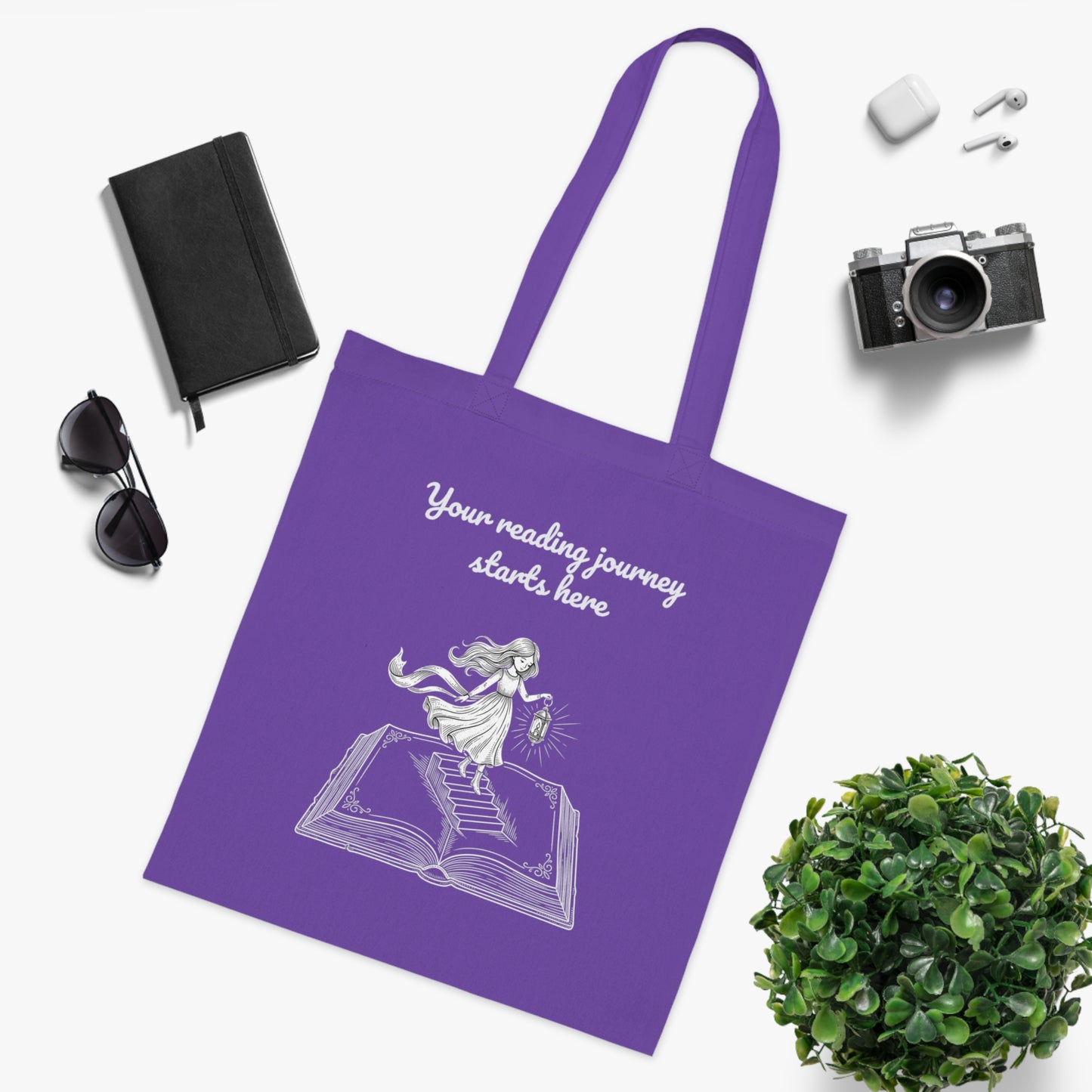 Whimsical Cotton Tote Bag - "Reading Journey" by The Dreamer's Bookshop