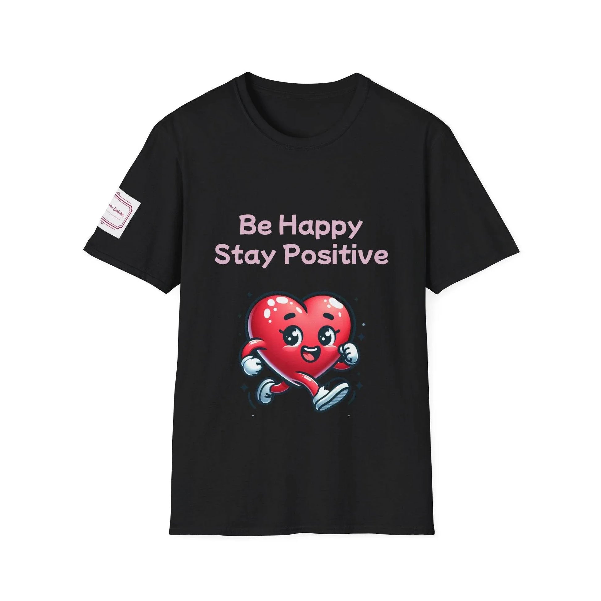 Be Happy Stay Positive Unisex Softstyle T-Shirt - The Dreamer's Bookshop.