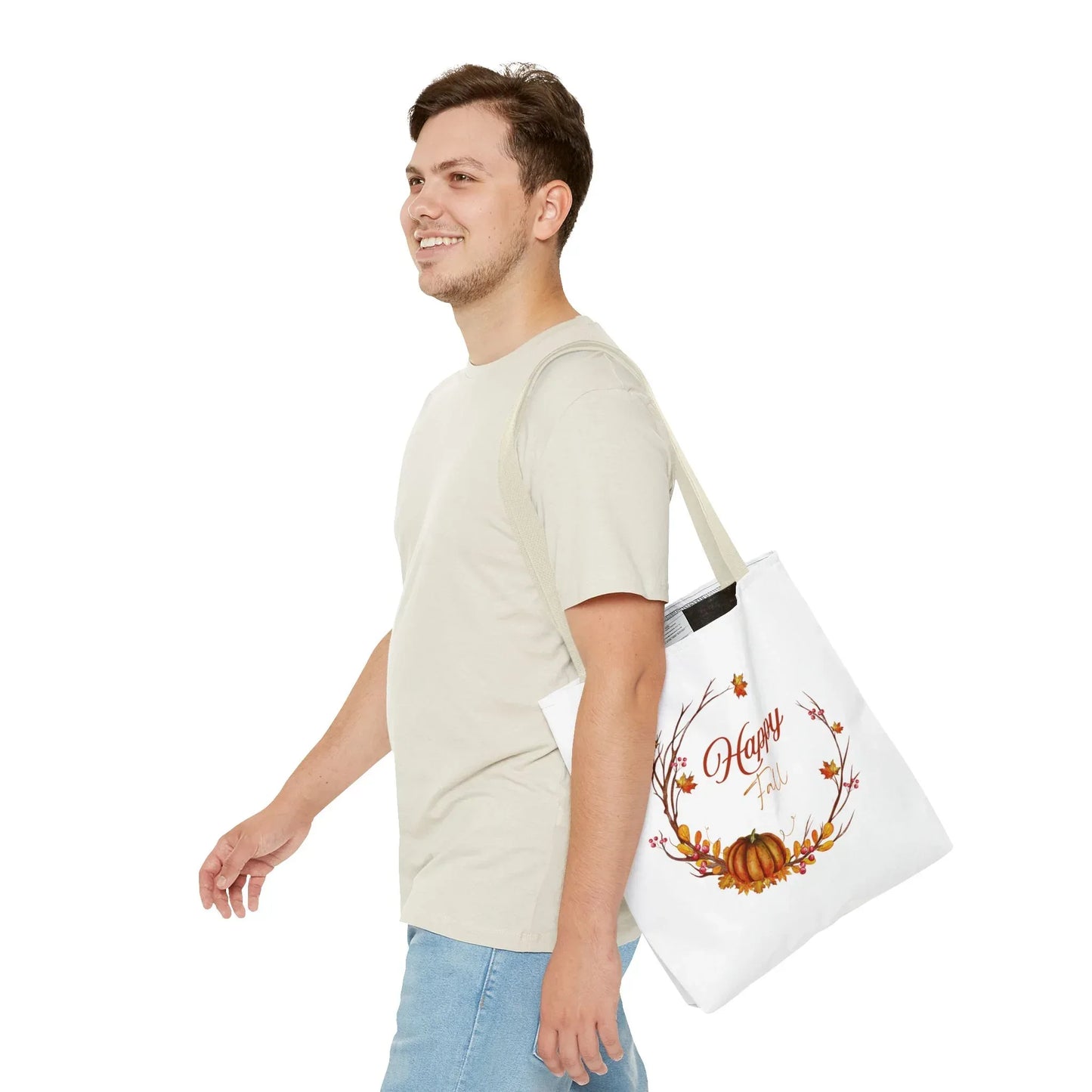 Happy Fall Tote Bag - Cozy Autumn Design - The Dreamer's Bookshop.