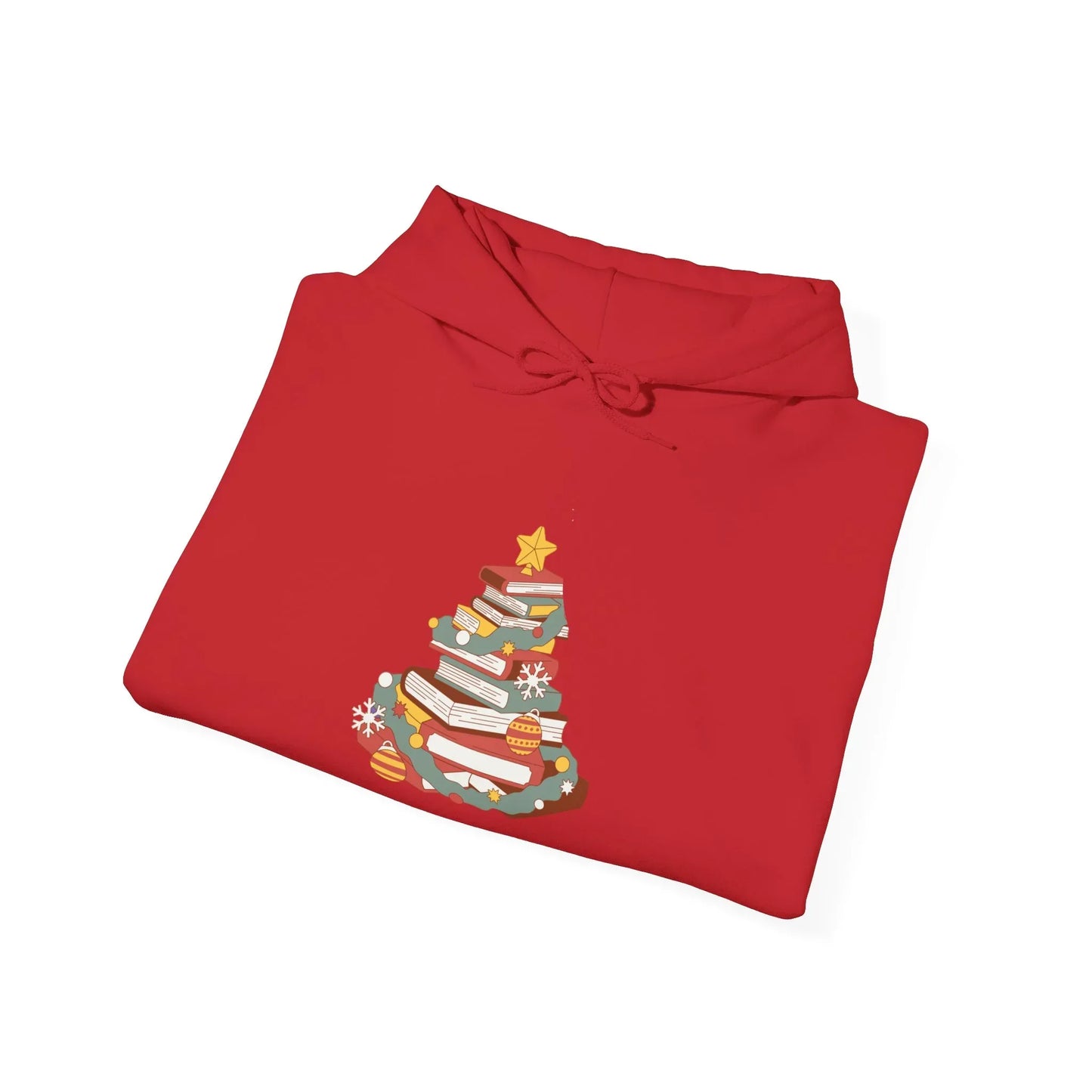 Christmas Book Tree Unisex Hooded Sweatshirt - Cozy Literary Apparel - The Dreamer's Bookshop.
