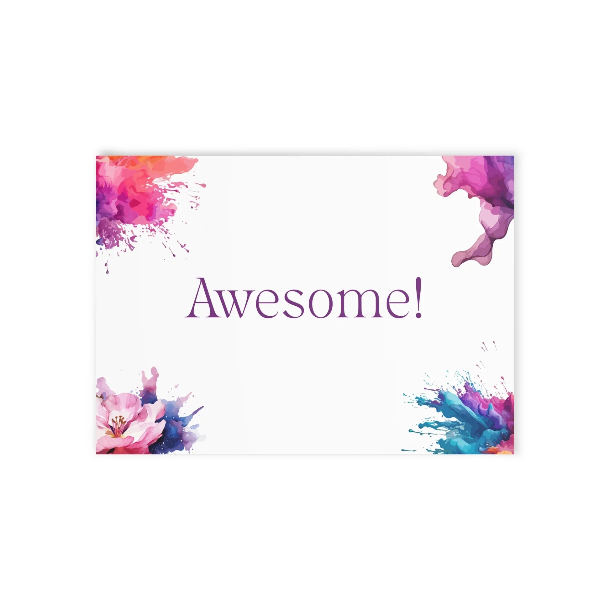 Watercolor Art Exclamation Card "Awesome" Joyful Print - The Dreamer's Bookshop.