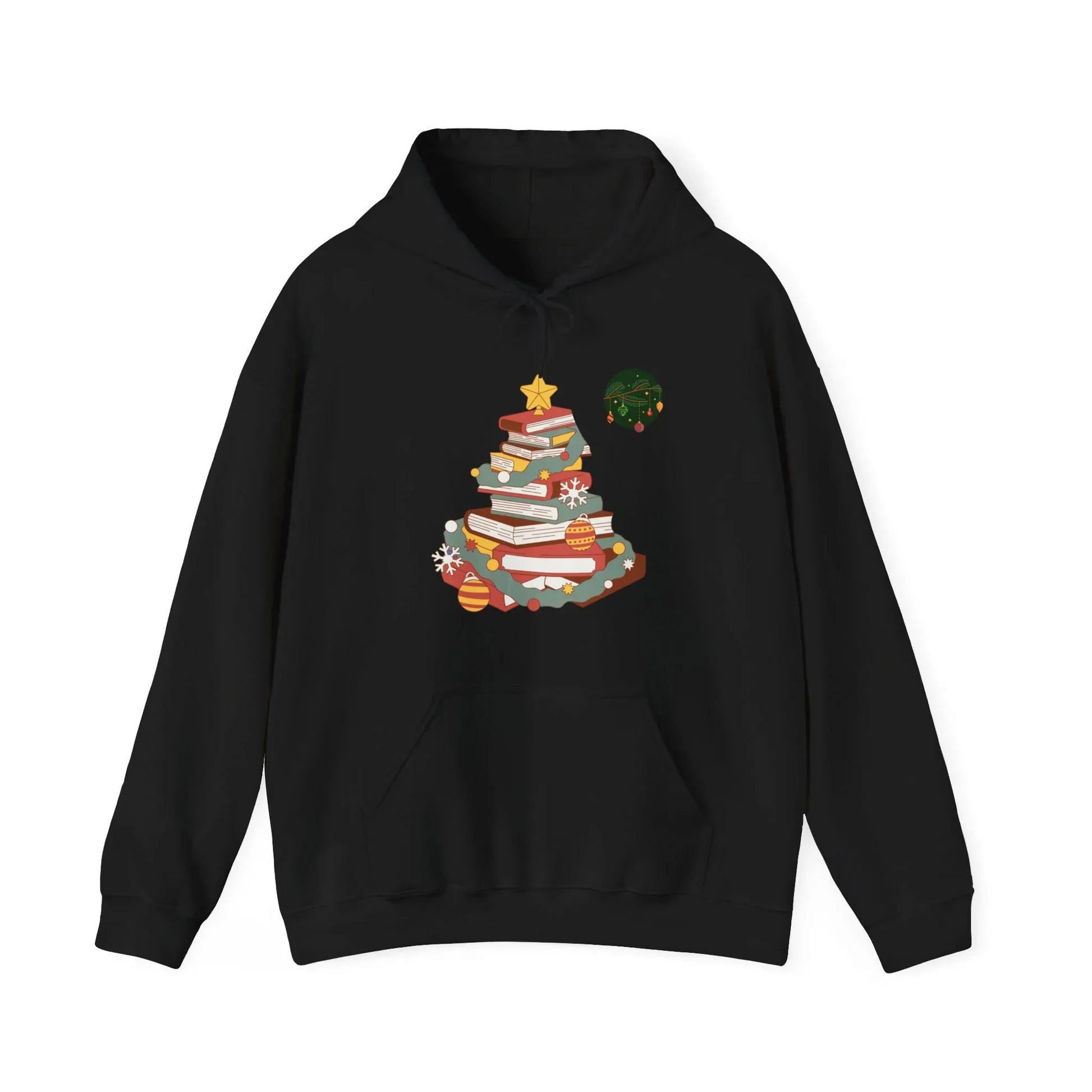Christmas Book Tree Hoodie - Cozy Unisex Sweatshirt for Book Lovers - The Dreamer's Bookshop.