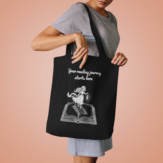 Whimsical "Reading Journey" Cotton Tote Bag - Perfect for Writers and Book Lovers