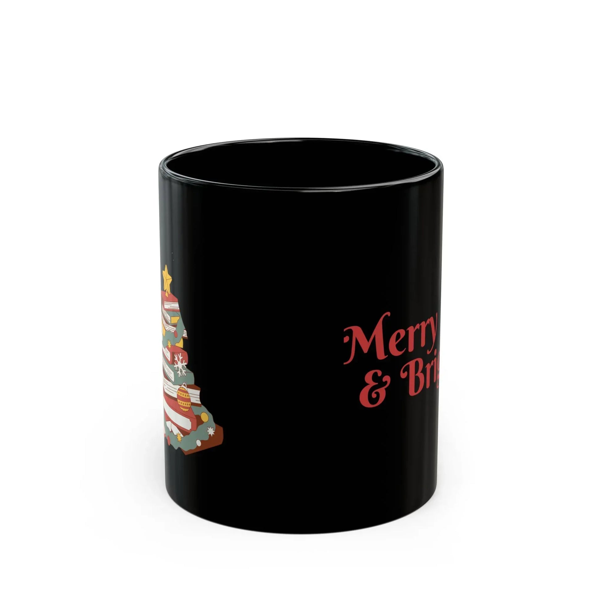 Merry & Bright Black Mug - Book lover's Christmas - 11oz & 15oz Options - The Dreamer's Bookshop.