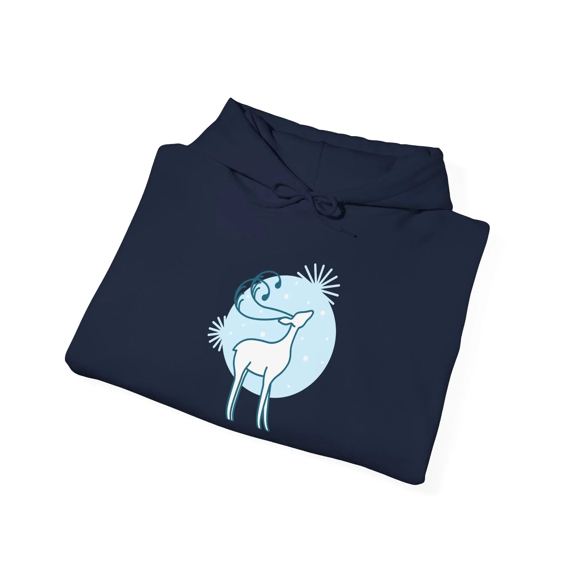 Christmas Deer Unisex Hooded Sweatshirt - Cozy Literary Apparel - The Dreamer's Bookshop.