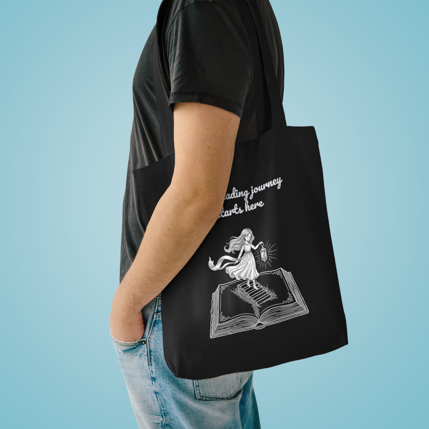 Whimsical "Reading Journey" Cotton Tote Bag - Perfect for Writers and Book Lovers