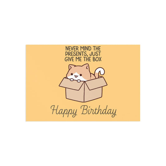 The Dreamer's Bookshop Cute "Leave me the box" Cat Birthday Card - The Dreamer's Bookshop.