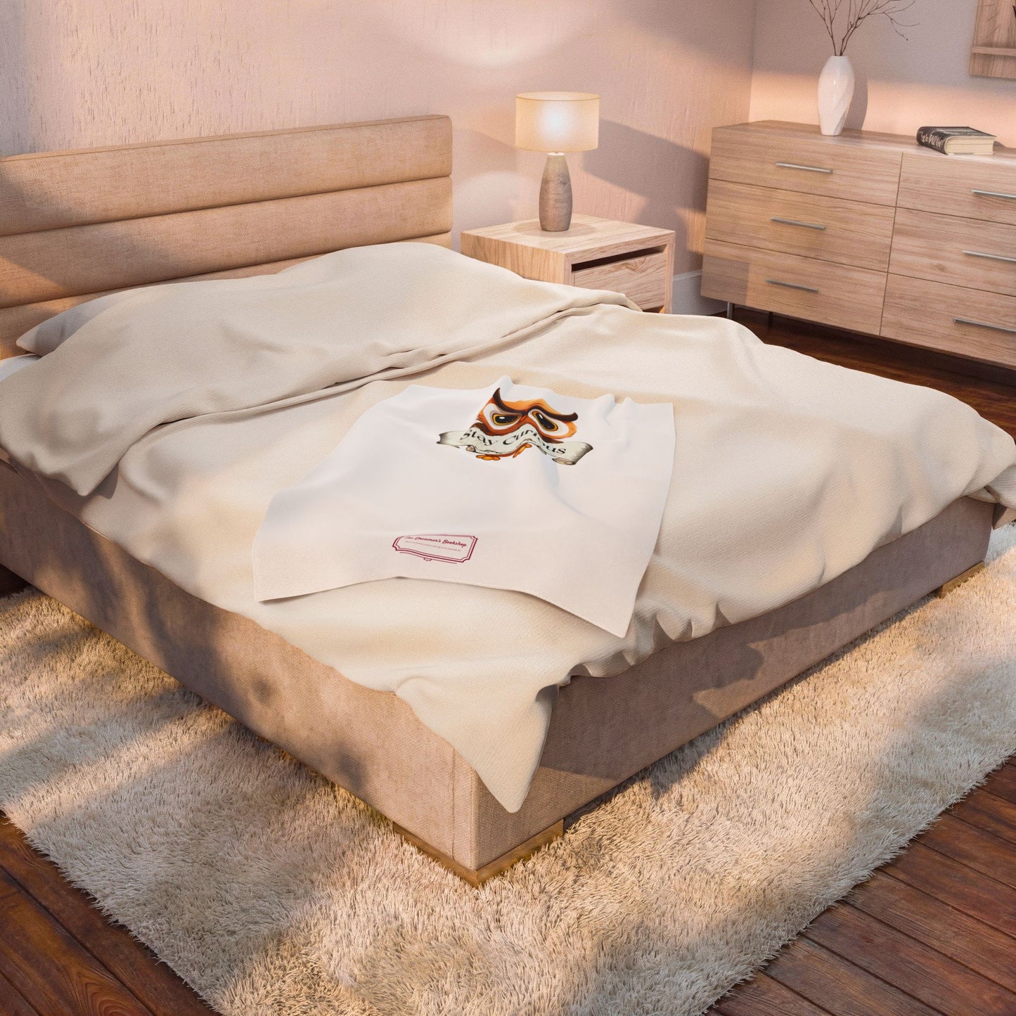 Cozy Velveteen Plush Blanket - "Stay Curious"- Book Lovers and Cozy Nights