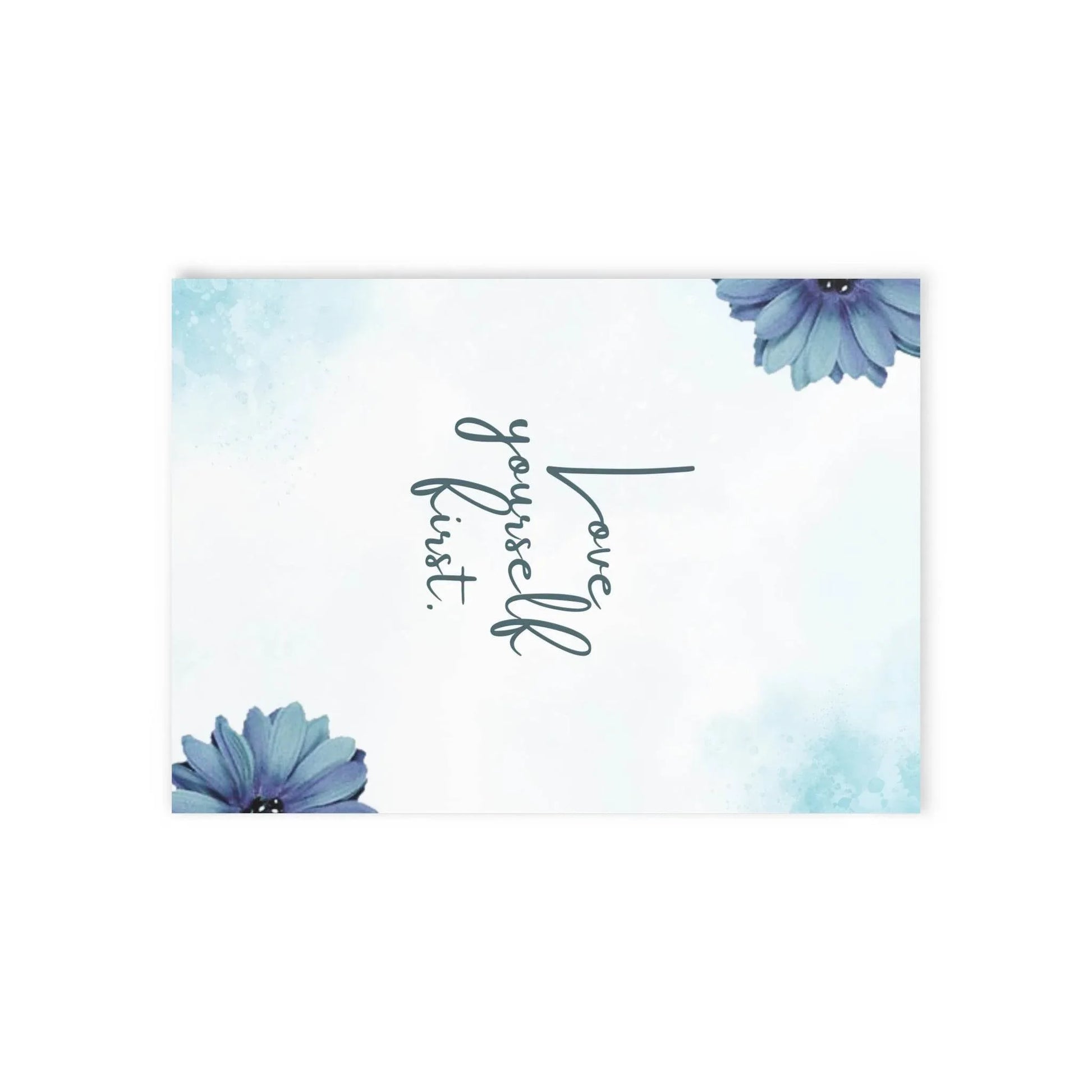The Dreamer's Bookshop Blue Flower "Love Yourself" Art Print Card - The Dreamer's Bookshop.