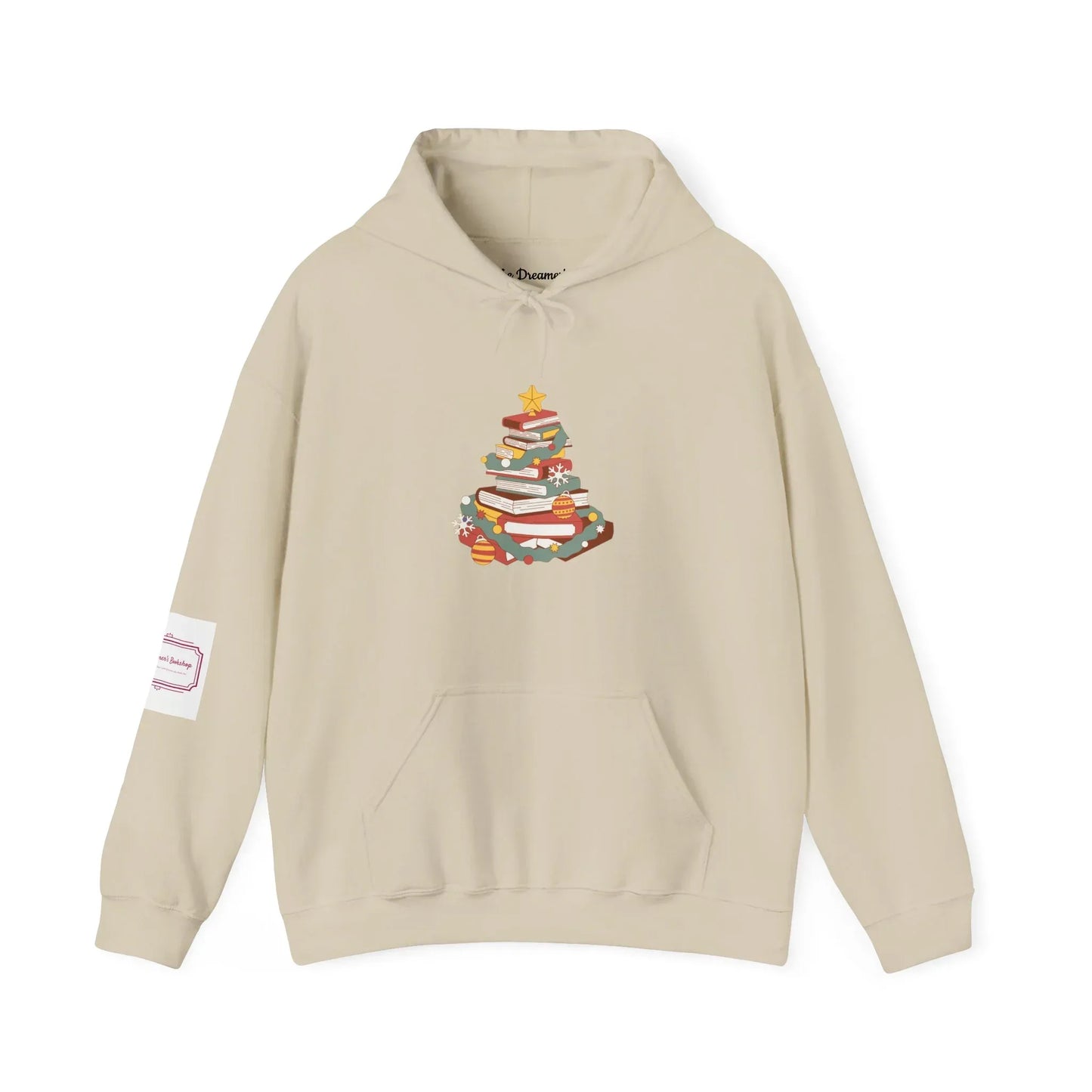 Christmas Book Tree Unisex Hooded Sweatshirt - Cozy Literary Apparel - The Dreamer's Bookshop.