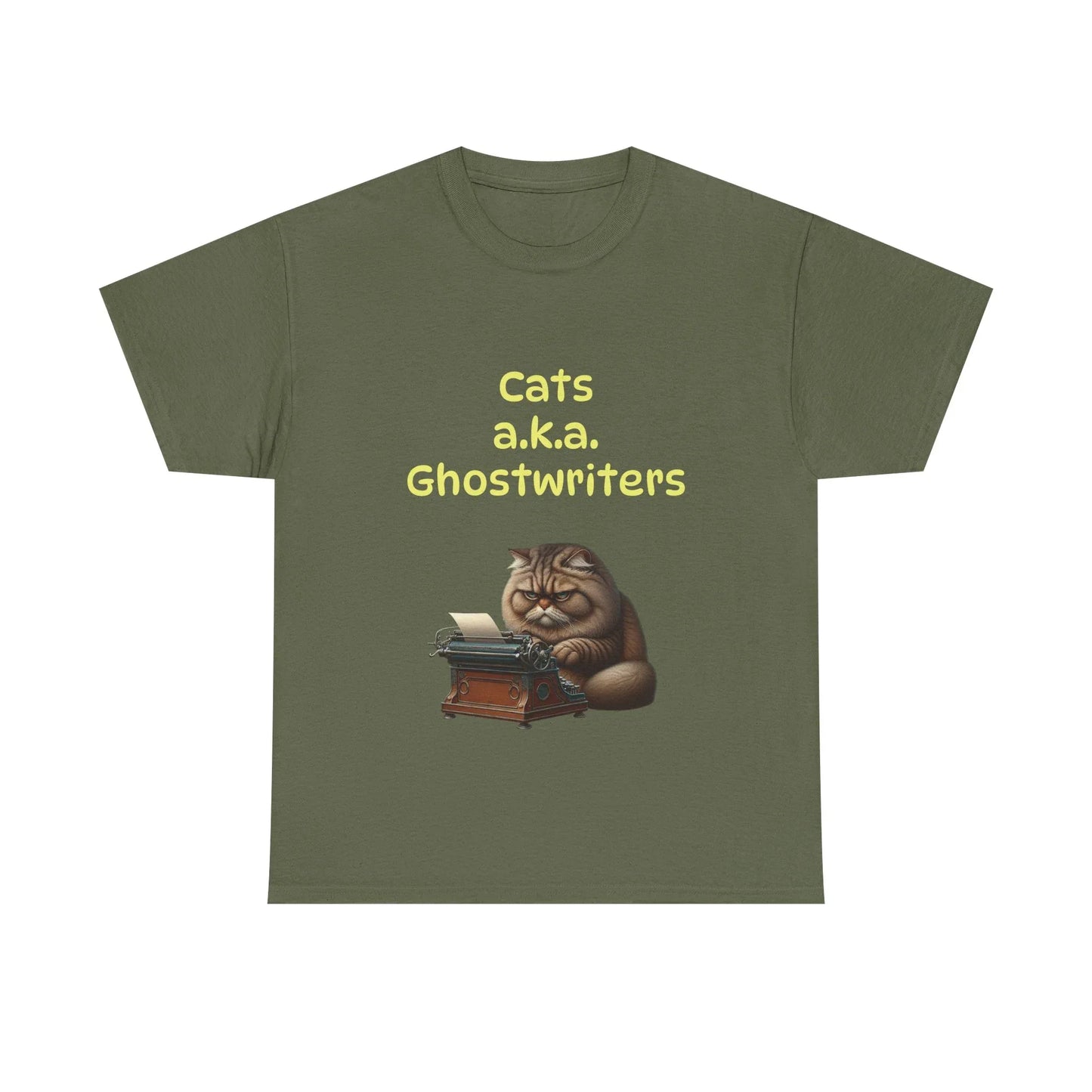 Book Lover's Unisex Heavy Cotton Tee - "Cats Ghostwriters" - The Dreamer's Bookshop.