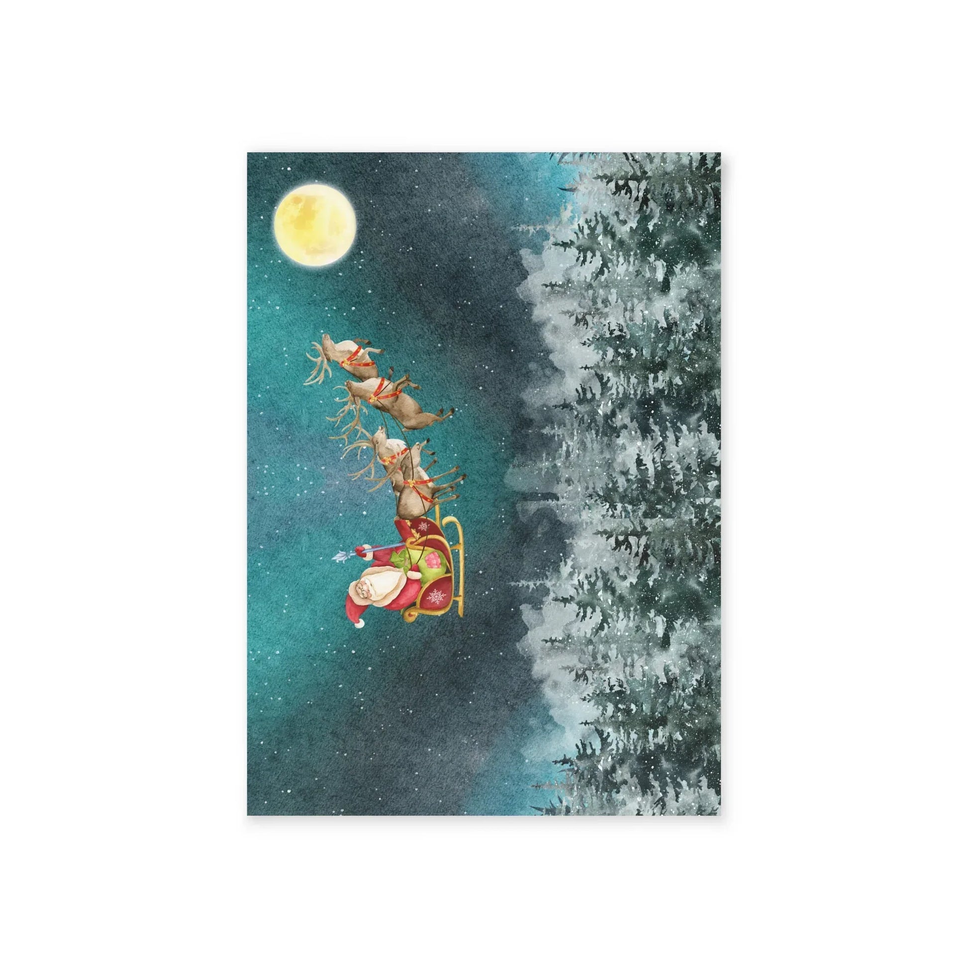 The Dreamer's Bookshop "Flying Santa Sleigh" Christmas Card - The Dreamer's Bookshop.