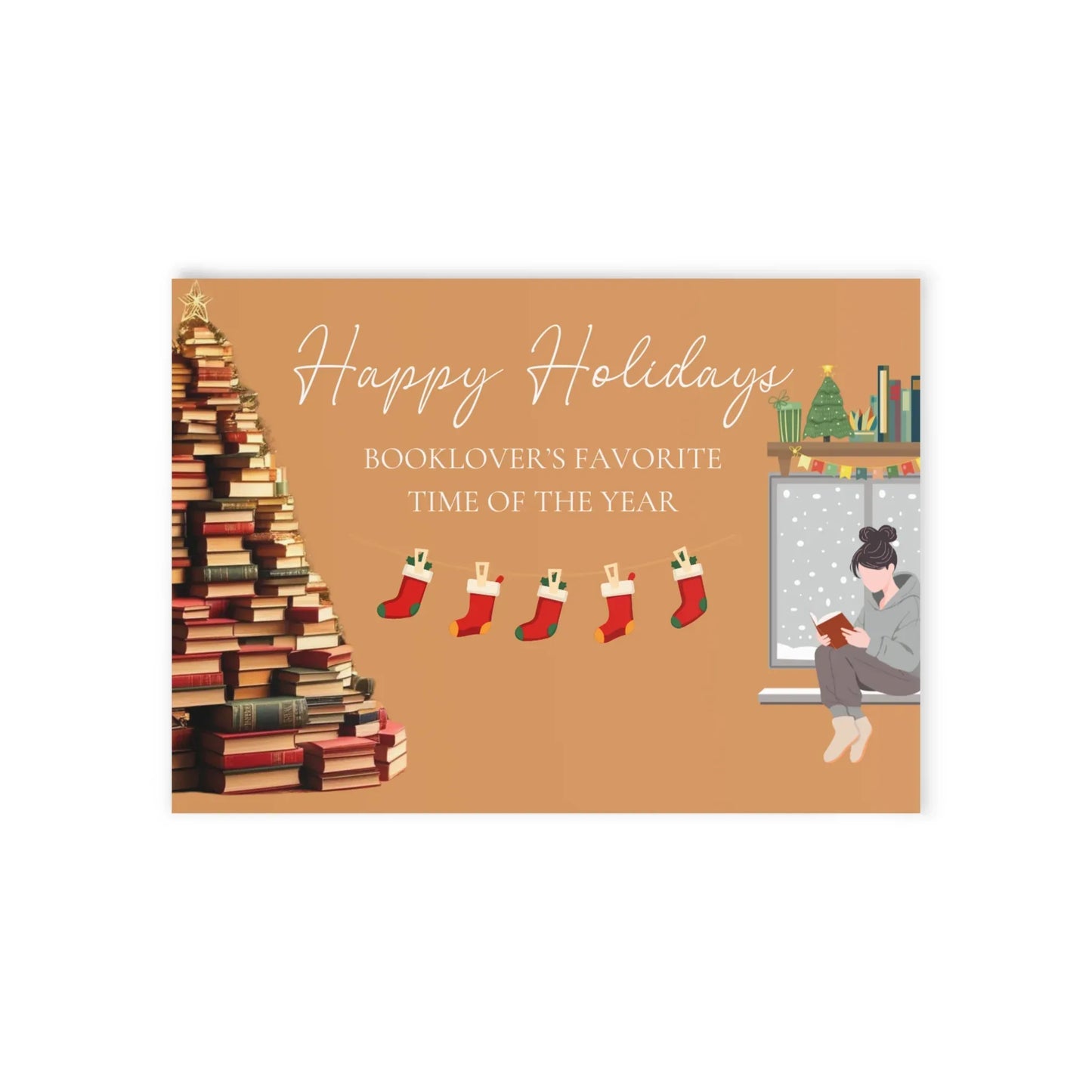 The Dreamer's Bookshop "Booklovers XMas" Cute Christmas Card - The Dreamer's Bookshop.