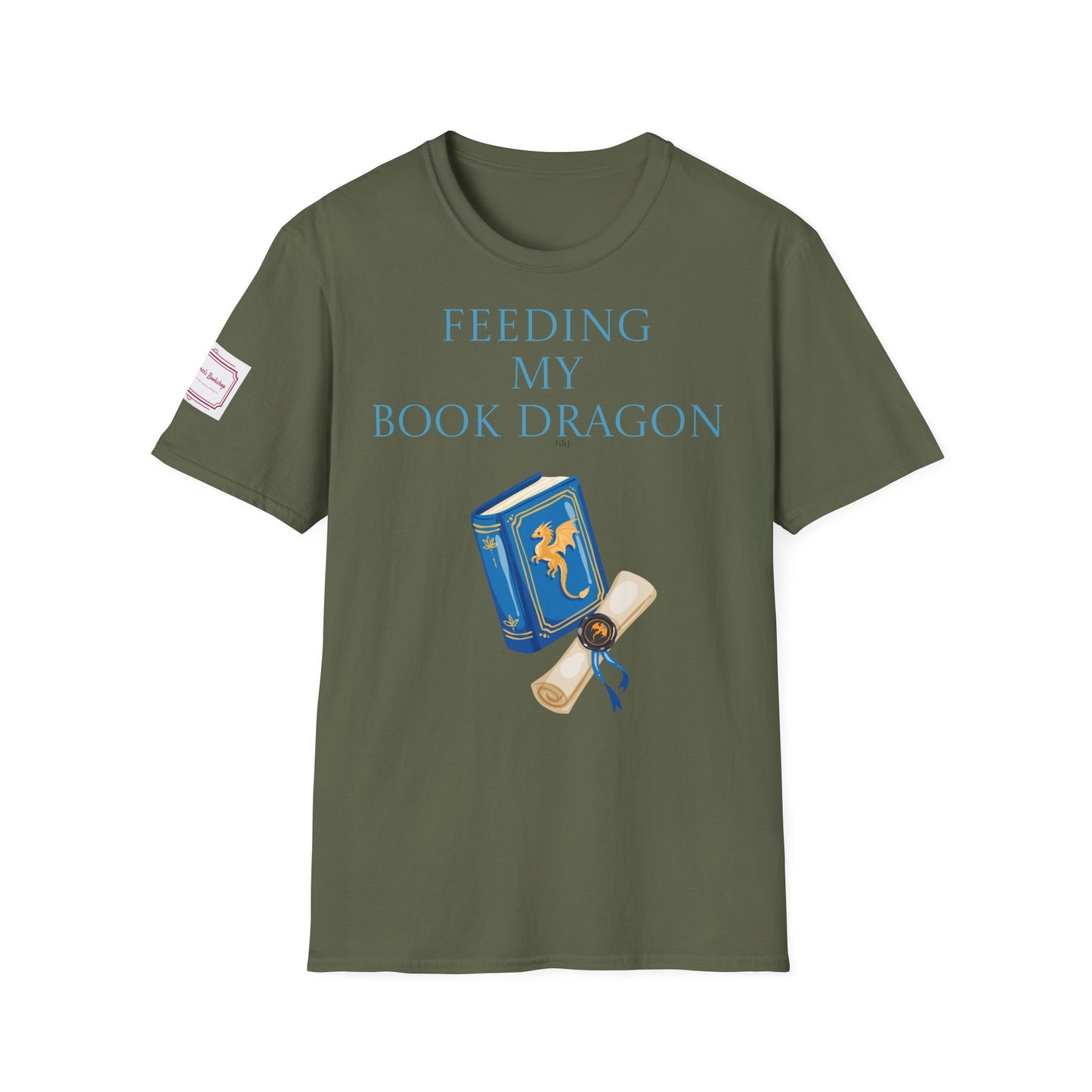 Inspirational Unisex Softstyle T-Shirt - 'Book Dragon' Motivational Design