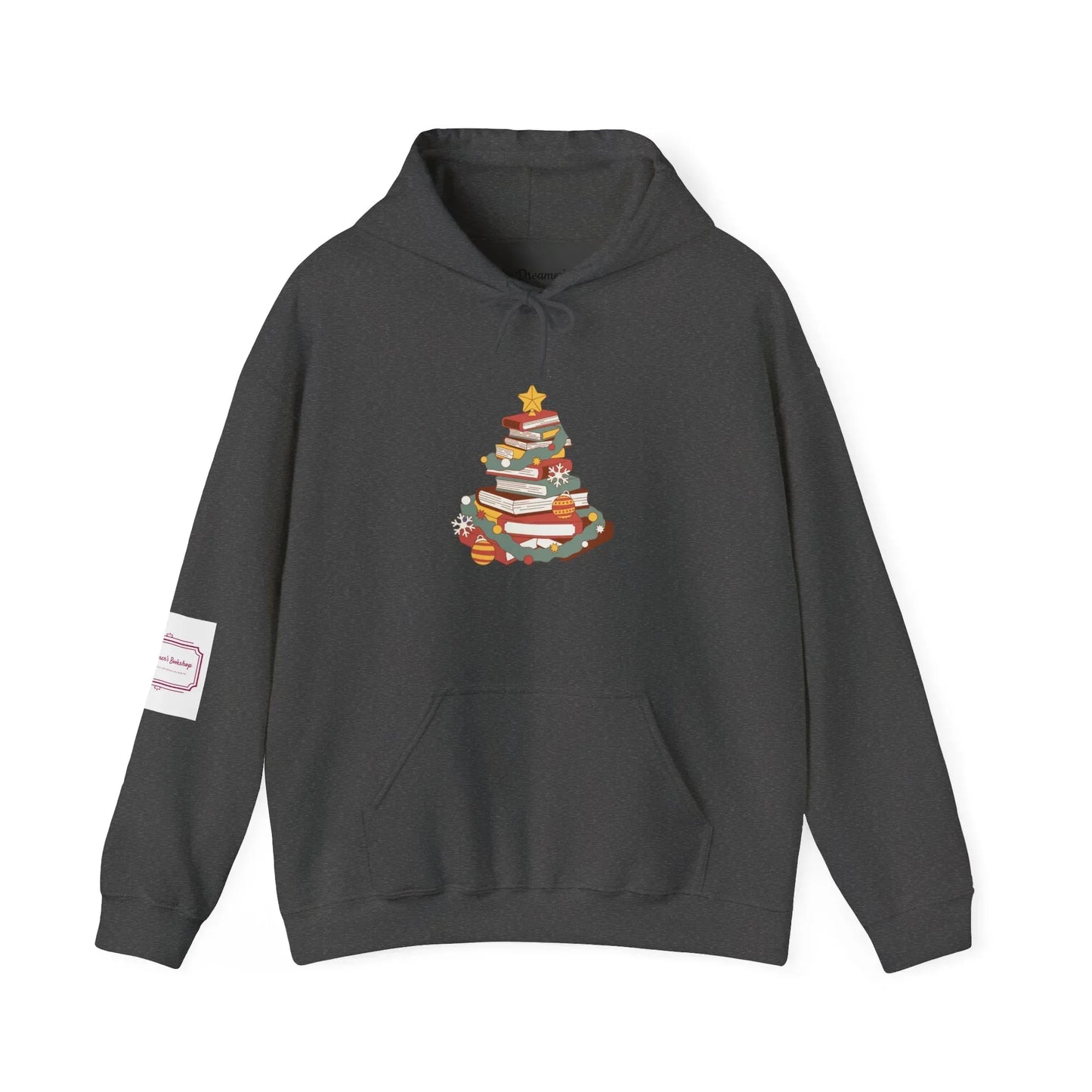 Christmas Book Tree Unisex Hooded Sweatshirt - Cozy Literary Apparel - The Dreamer's Bookshop.