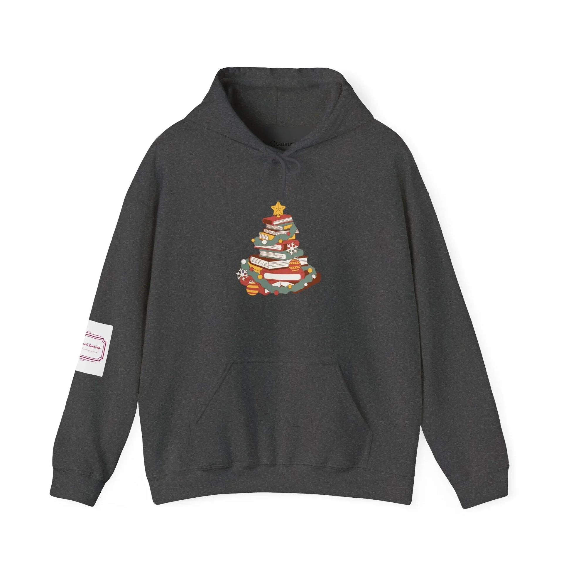 Christmas Book Tree Unisex Hooded Sweatshirt - Cozy Literary Apparel - The Dreamer's Bookshop.